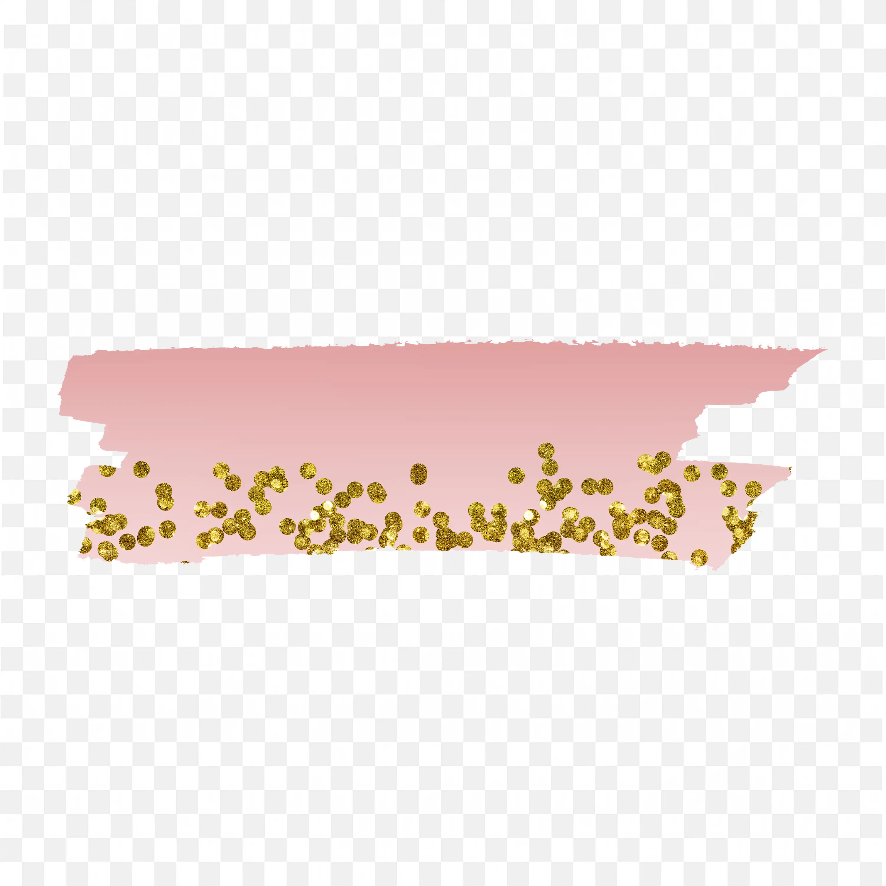 Pink Brush Stroke with Gold Glitter Speckles Isolated PNG File