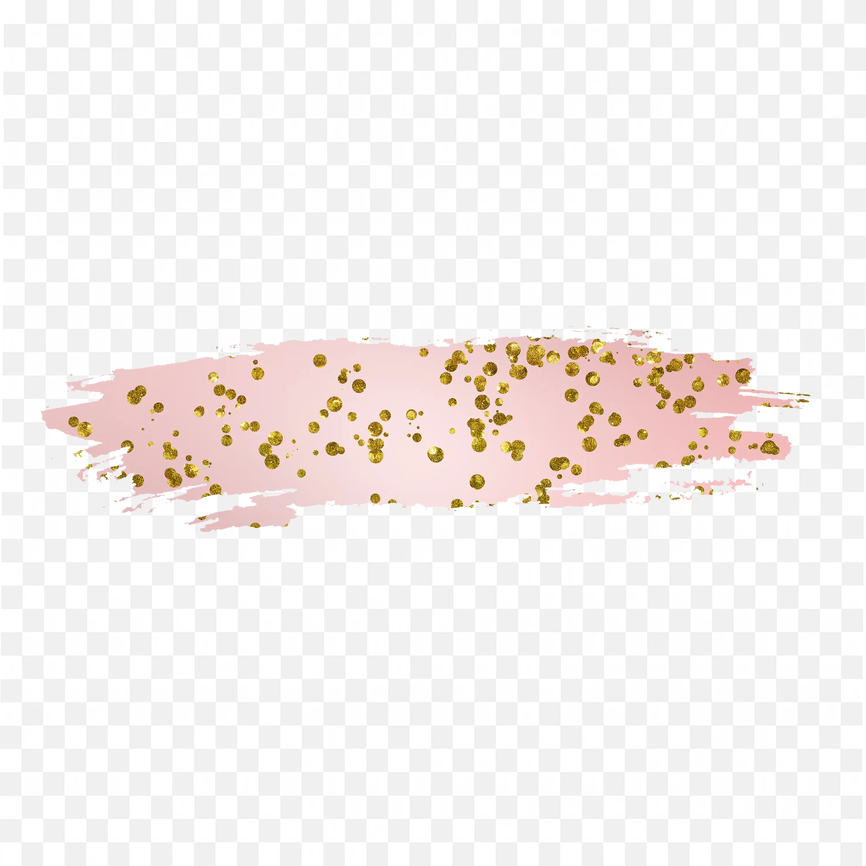 Pink Brush Stroke with Gold Glitter Speckles Transparent PNG