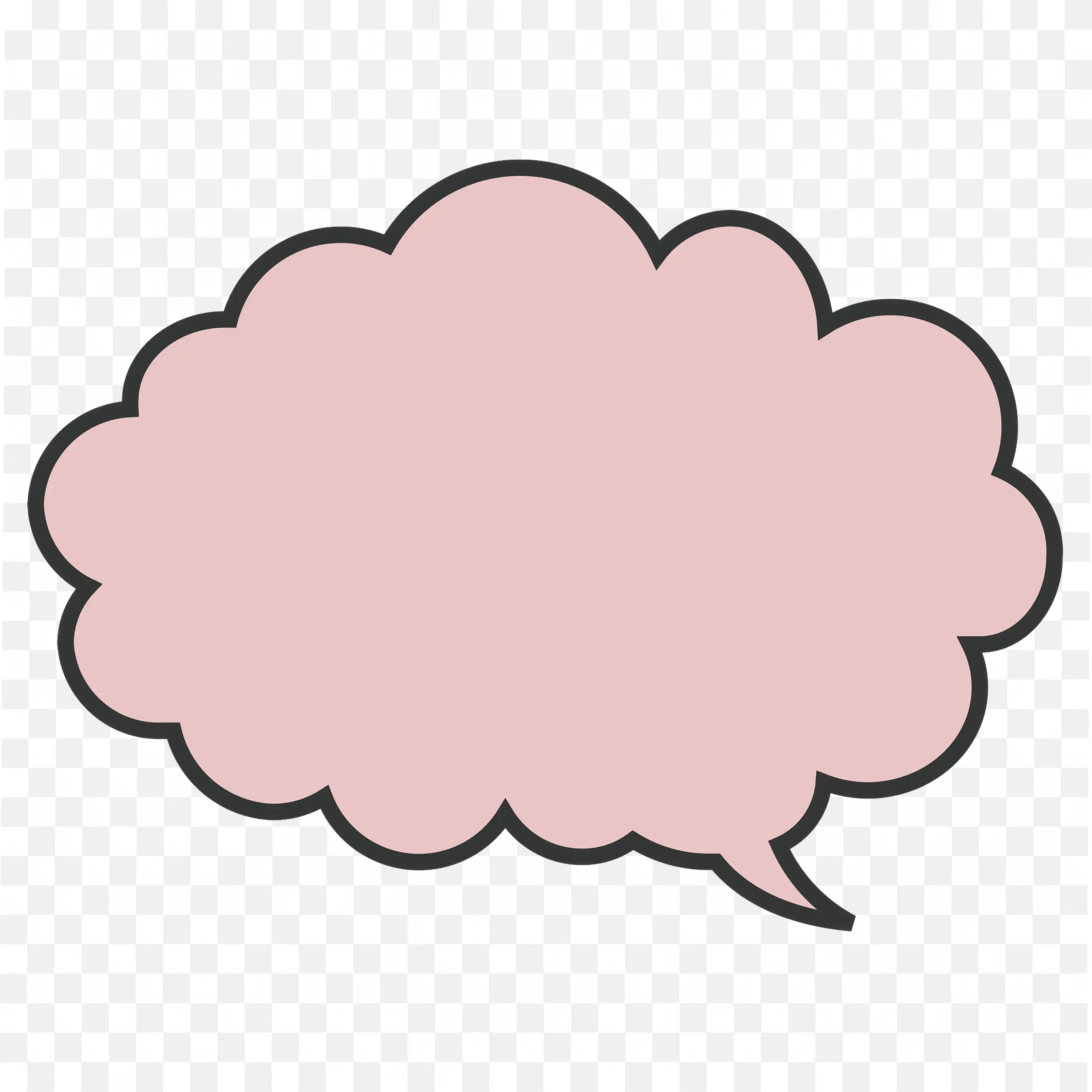 Pink Cloud Like Speech Bubble with Thick Black Outline PNG