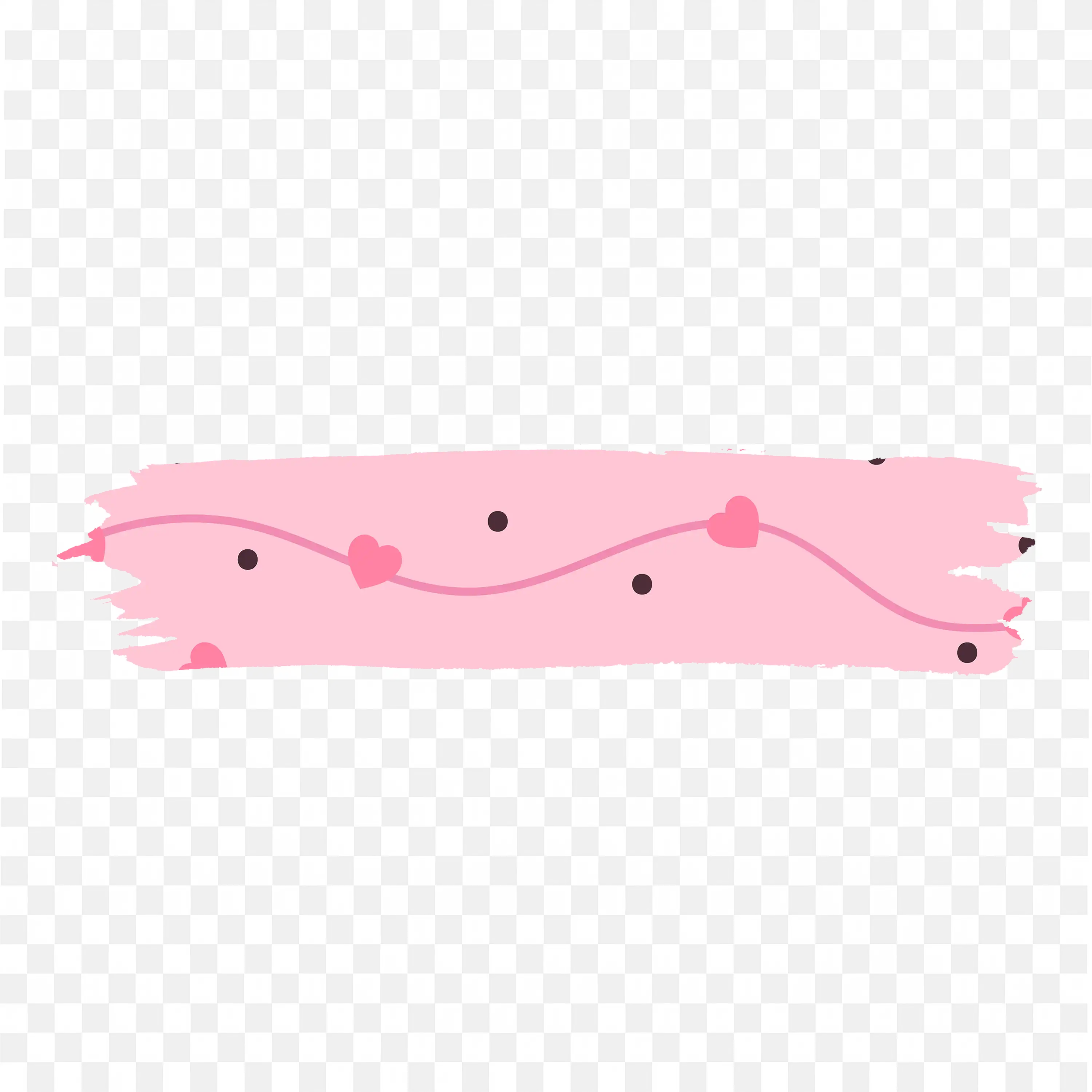 Pink Color Paint Stroke with Hearts and Dots Banner Free PNG