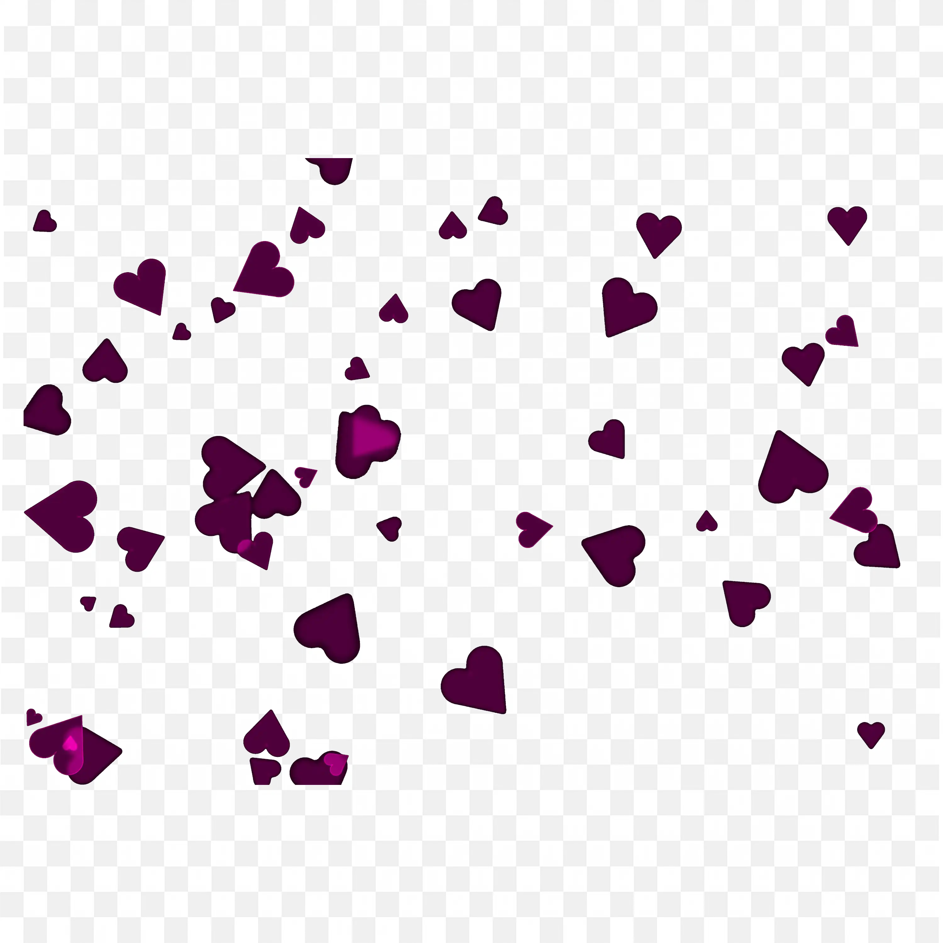 Pink Heart Confetti Overlay on Black Background PNG