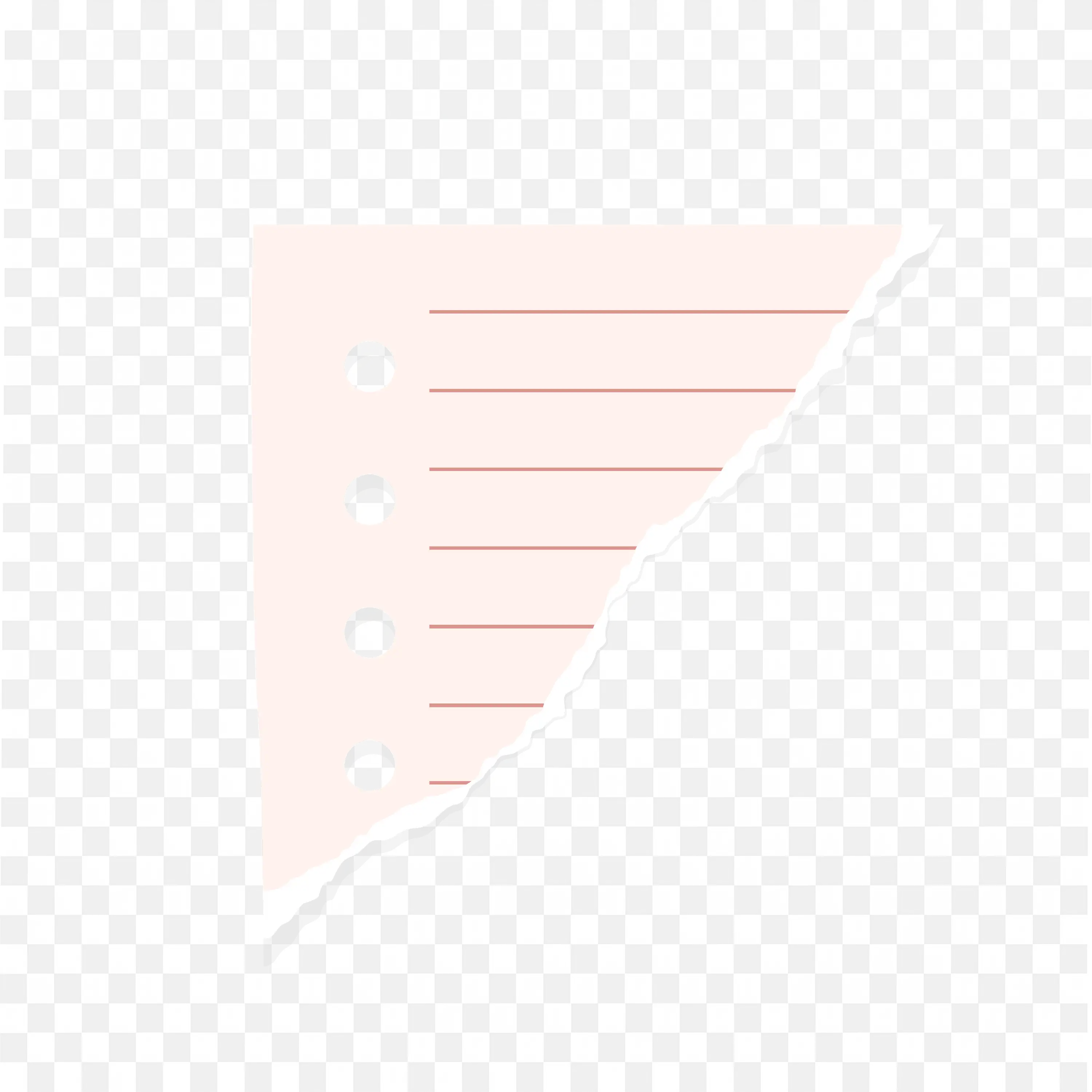 Pink Torn Notebook Corner with Punch Holes and Lines PNG