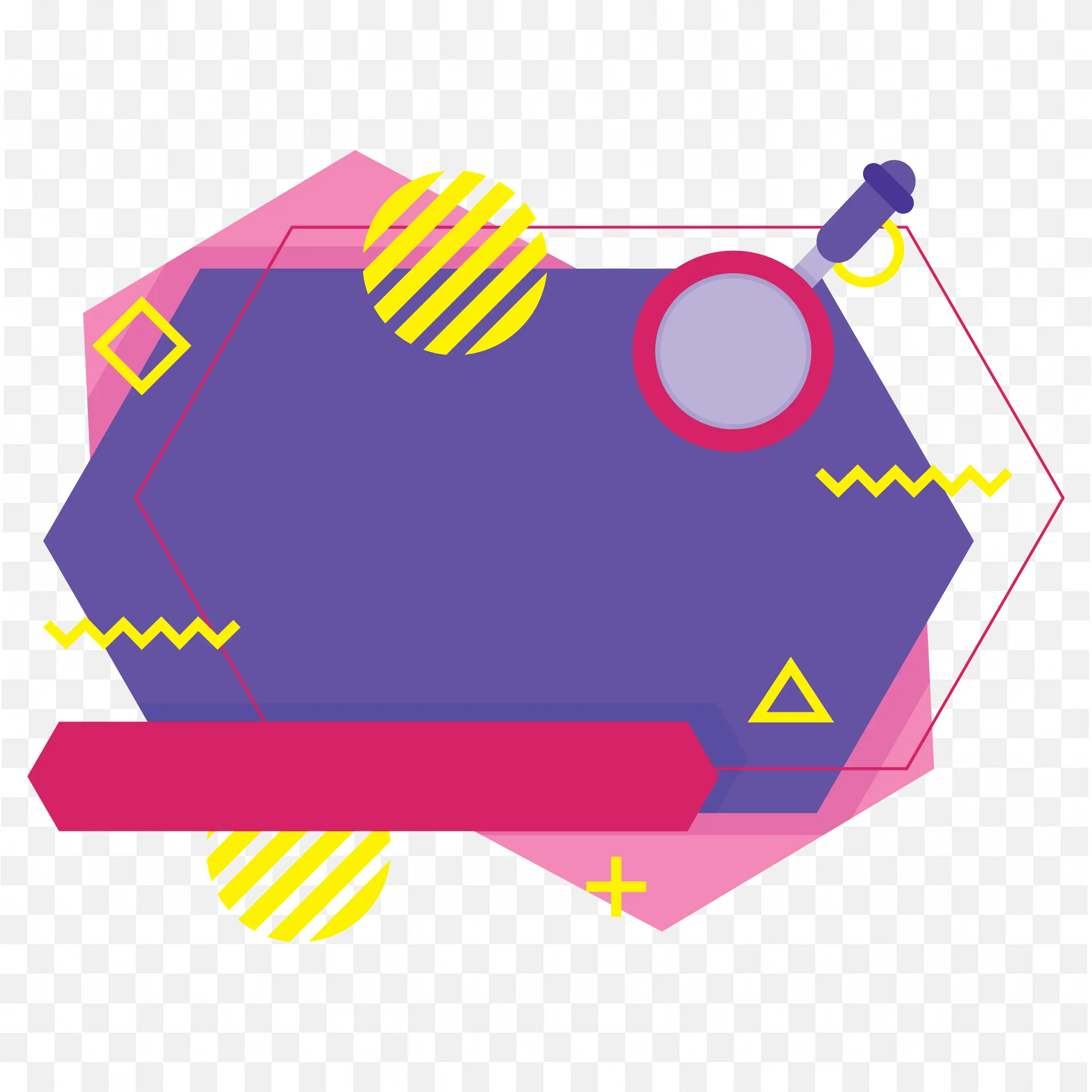 Purple Abstract Shape with Memphis Style Elements PNG