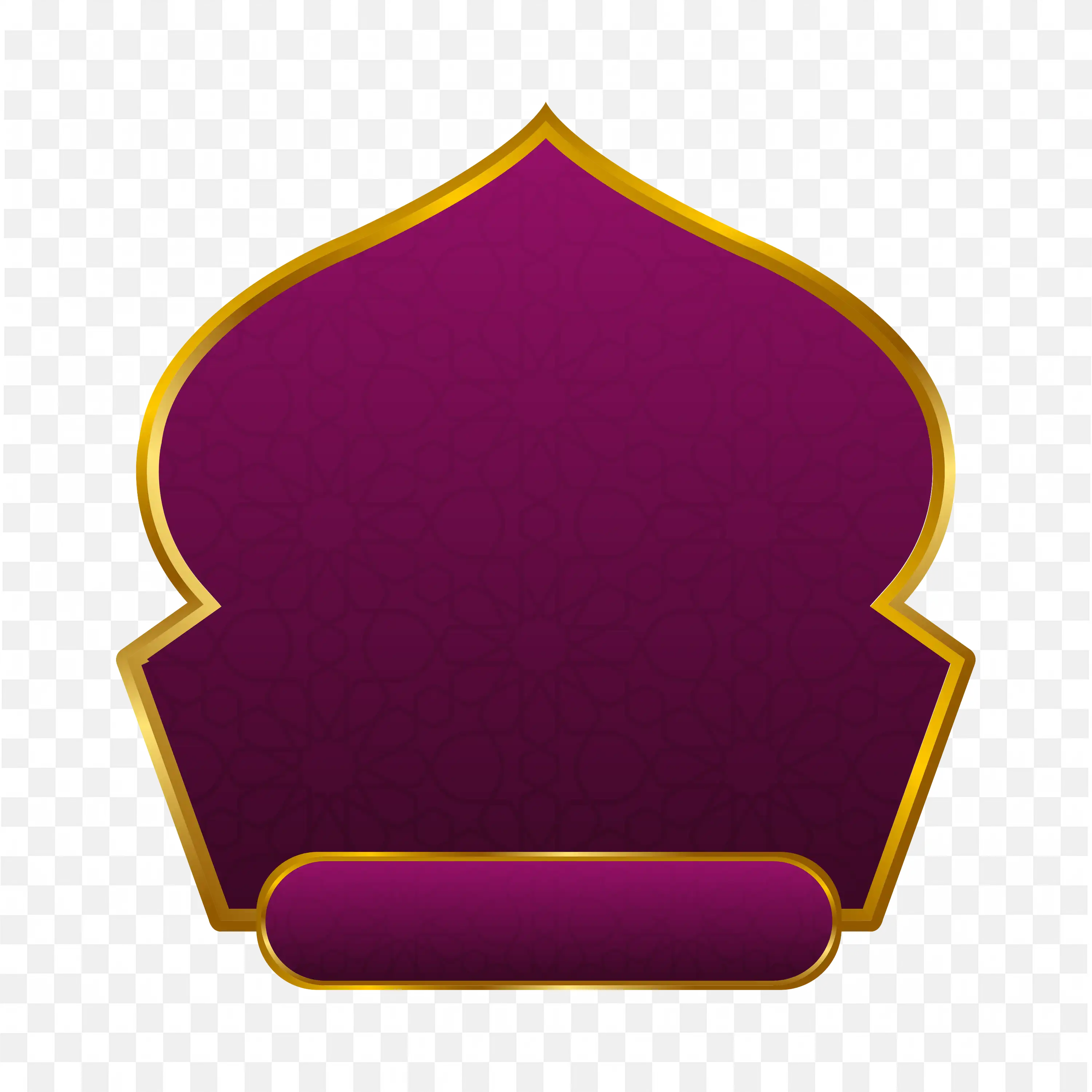 Purple and Gold Islamic Arch Label Banner PNG Clipart Design