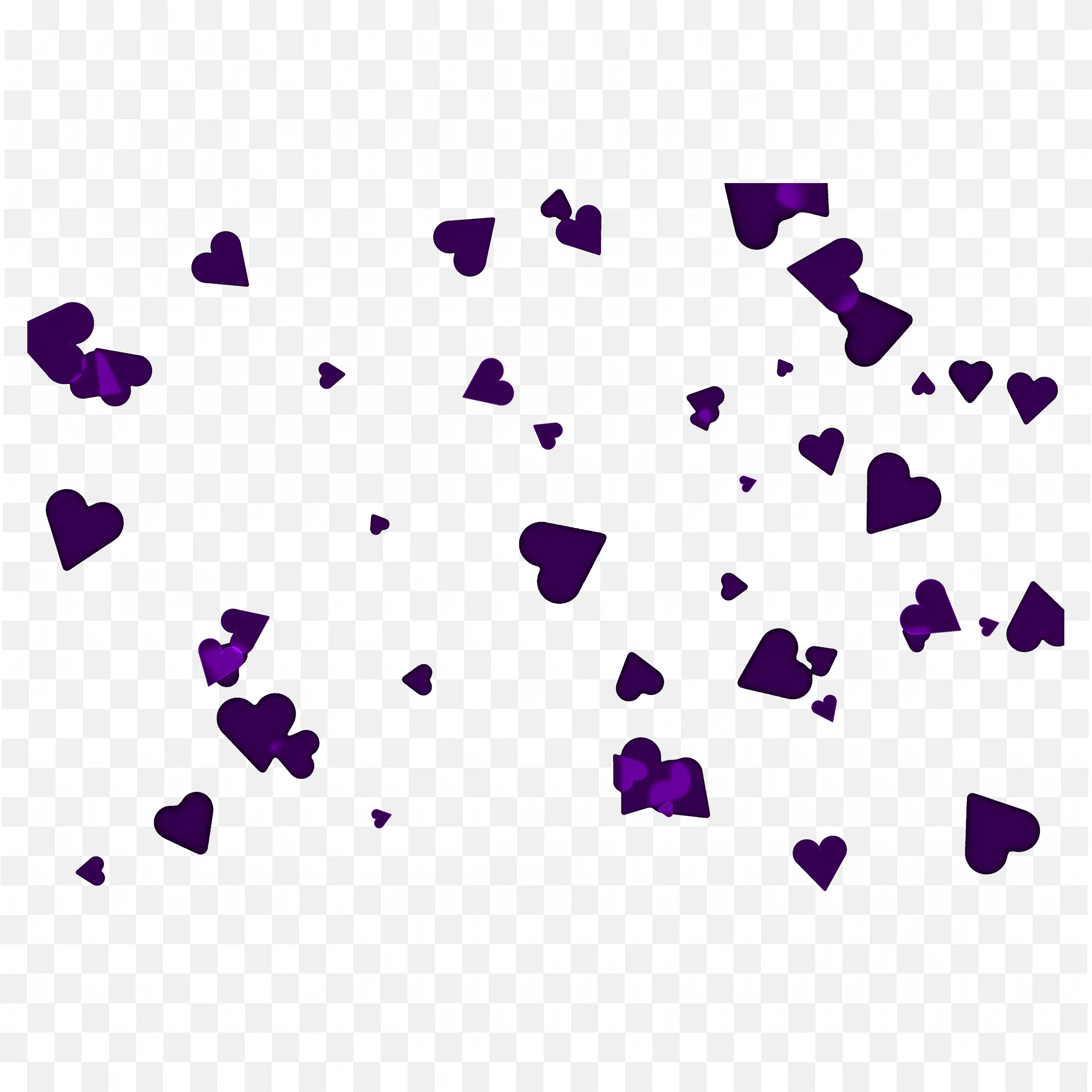 Purple Heart Confetti on Black Background Free PNG Download