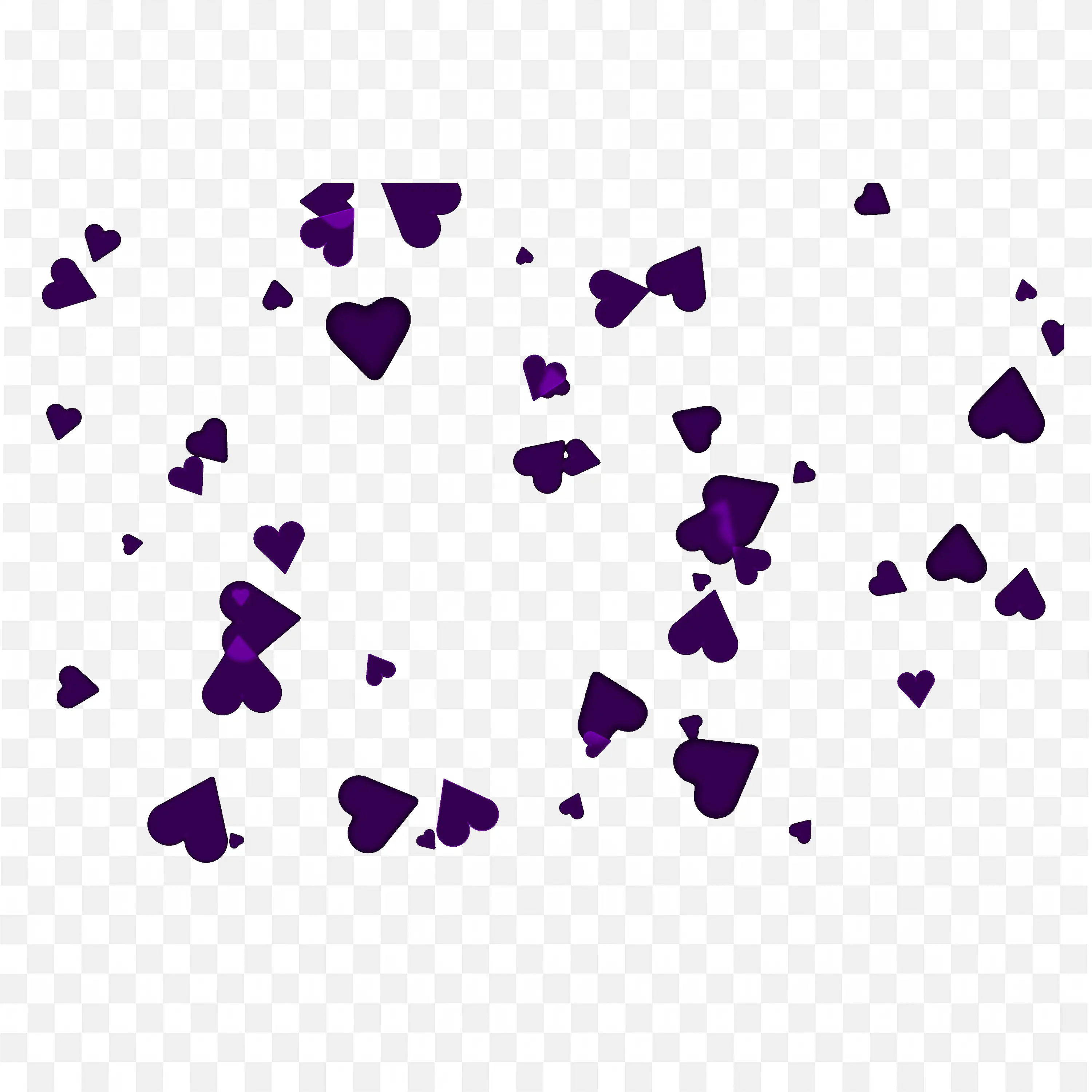 Purple Heart Confetti on Black Background Download PNG