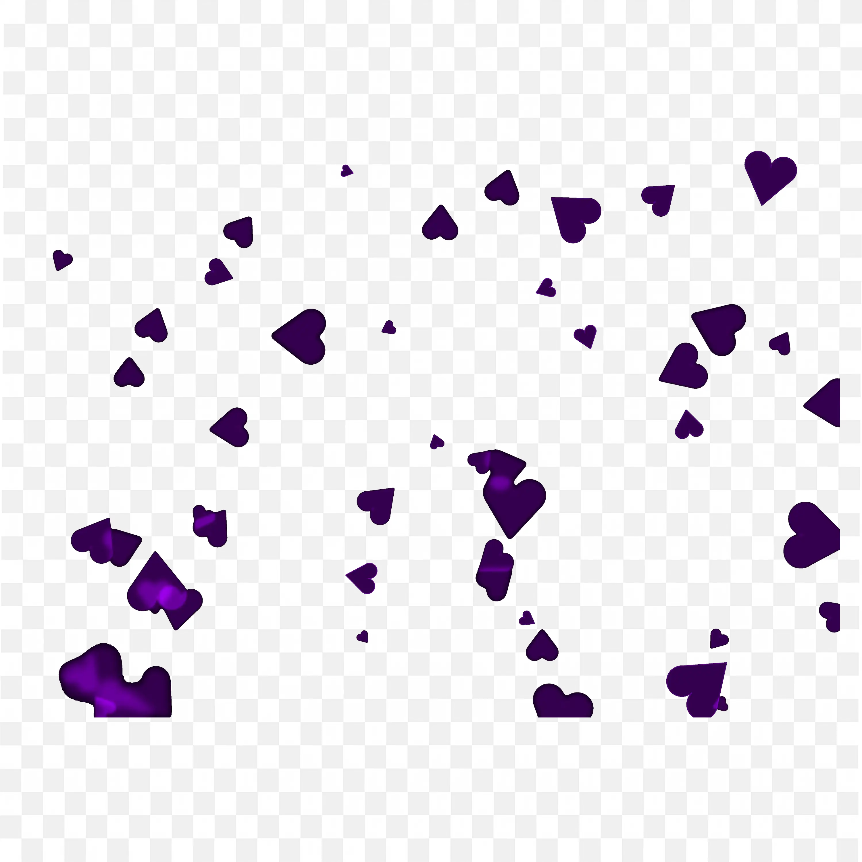 Purple Heart Confetti Overlay on Black Background PNG