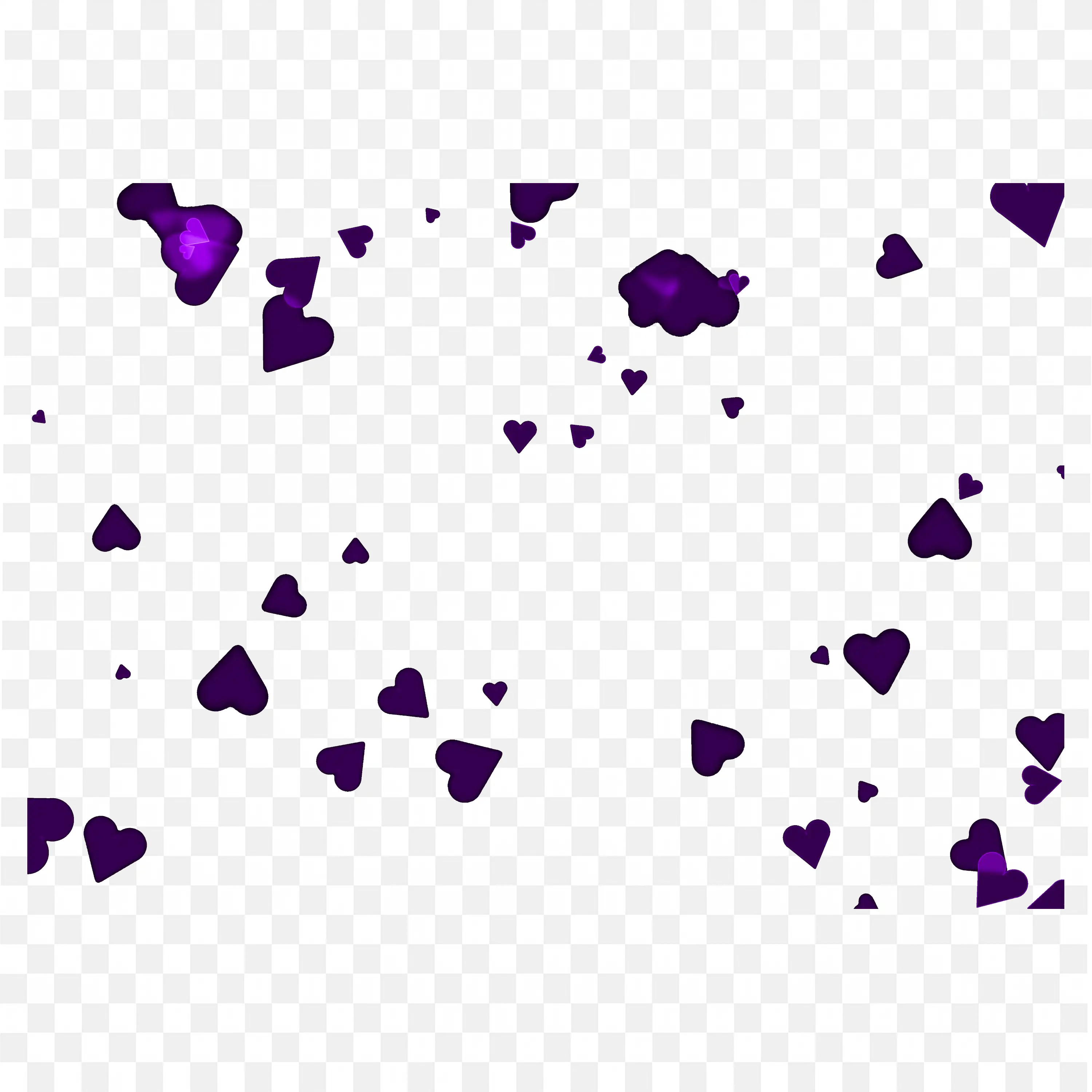 Purple Heart Particle Overlay on Black Background Art