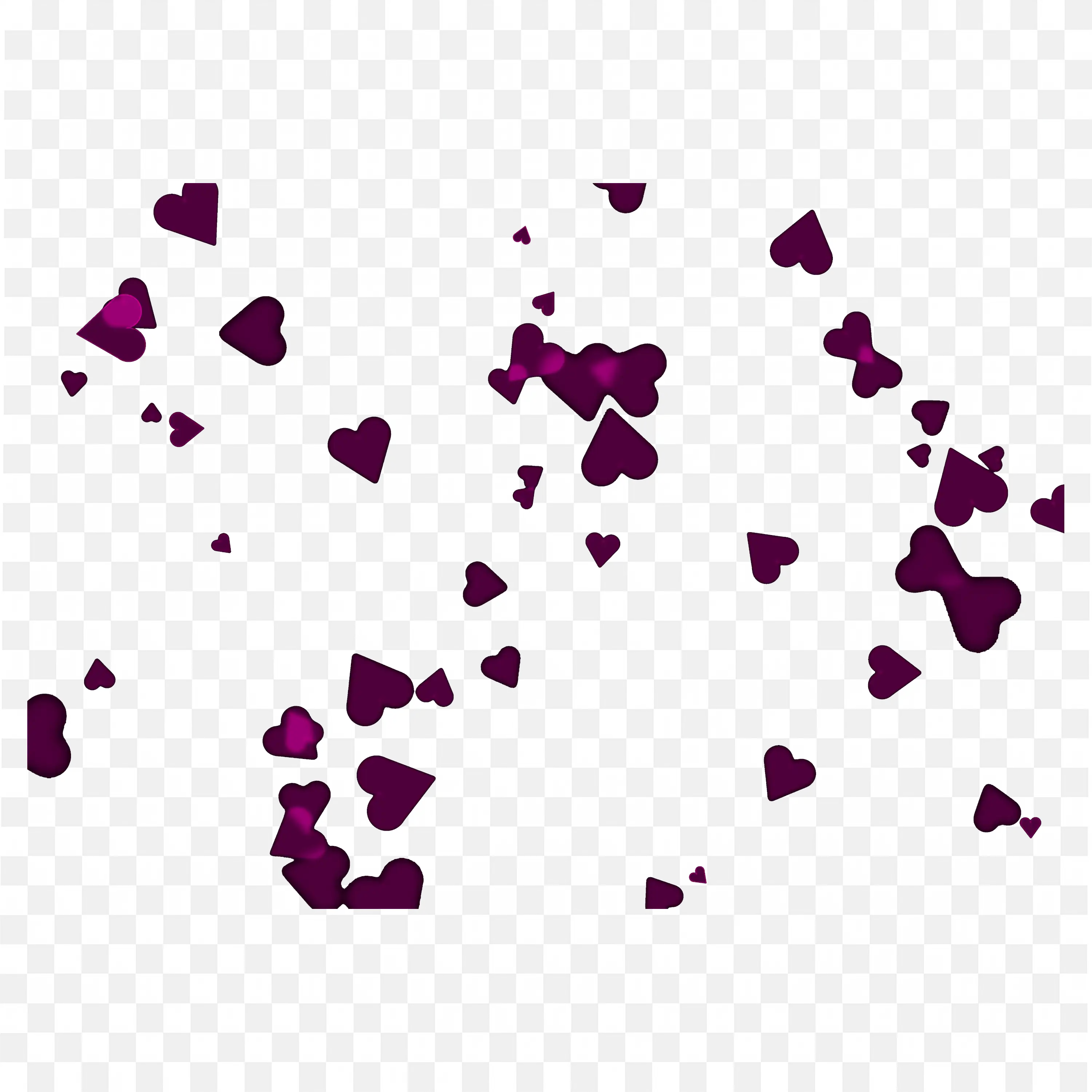 Purple Heart Particle Overlay on Black Background PNG