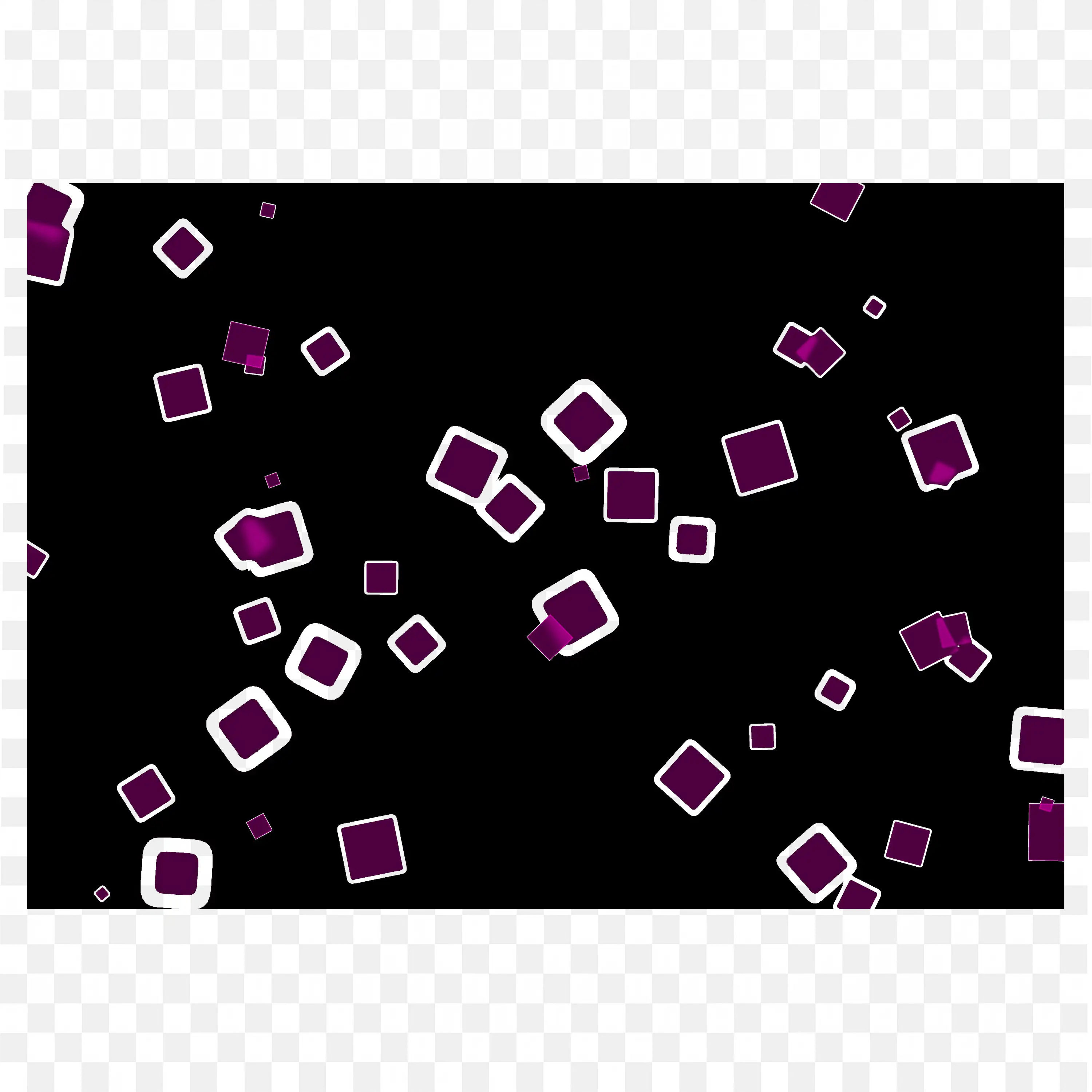 Purple Square Confetti Overlay on Black Background PNG