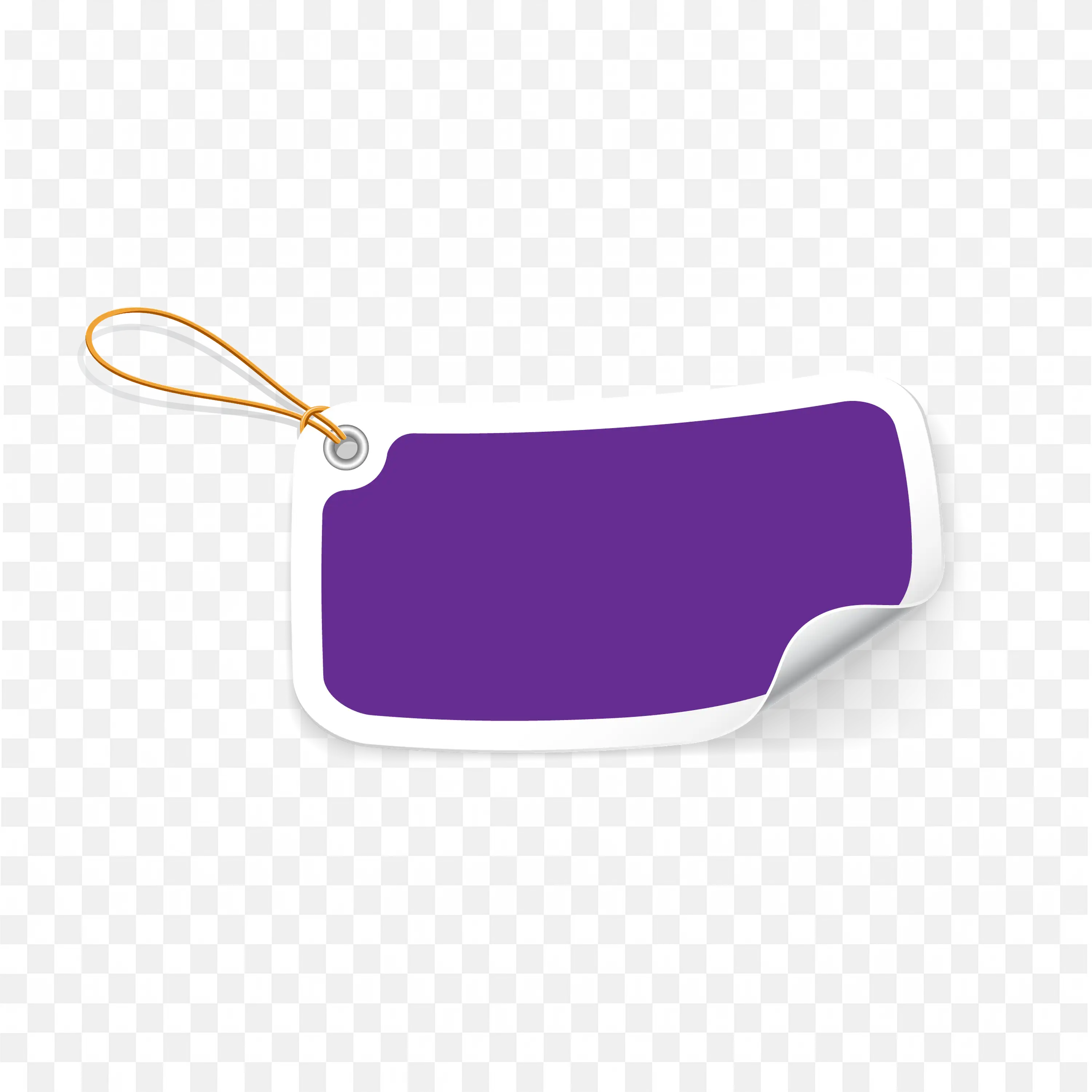 Purple Tag Banner with White Border and String Loop PNG