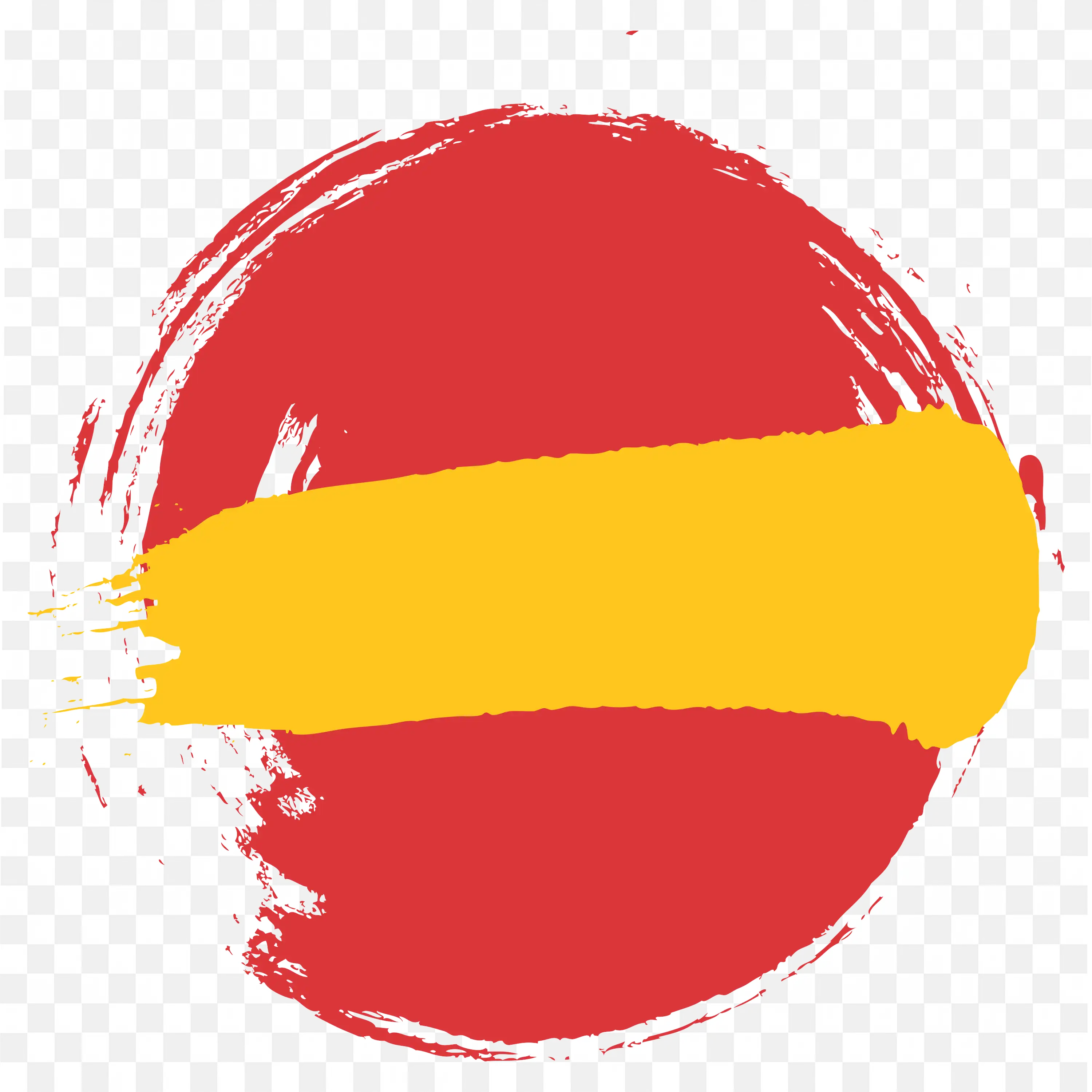 Red Brush Circle with Yellow Band Abstract Badge PNG