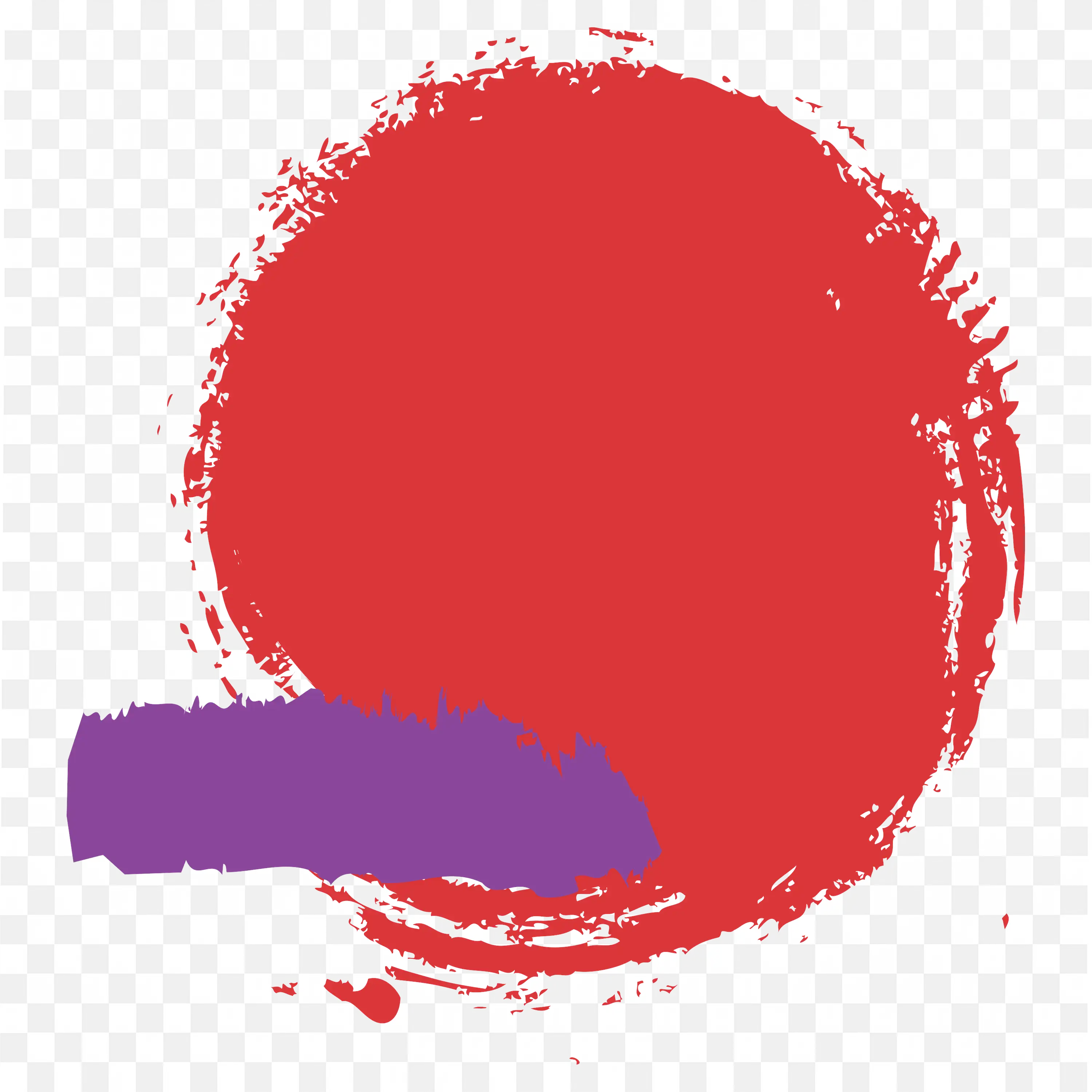 Red Circle Brush Stroke with Blue Accent Shape Free PNG