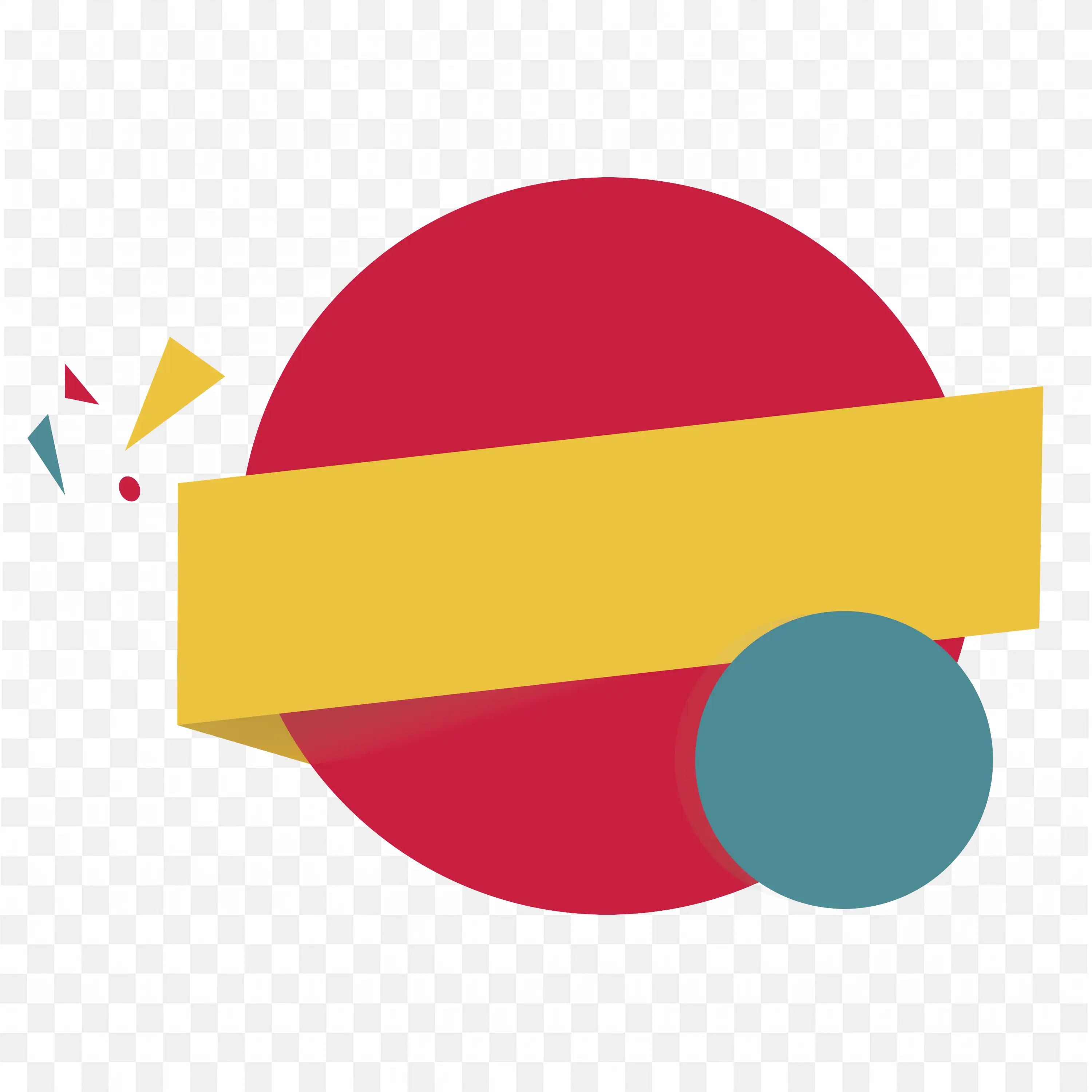 Red Circle with Yellow Banner and Blue Circle PNG Download