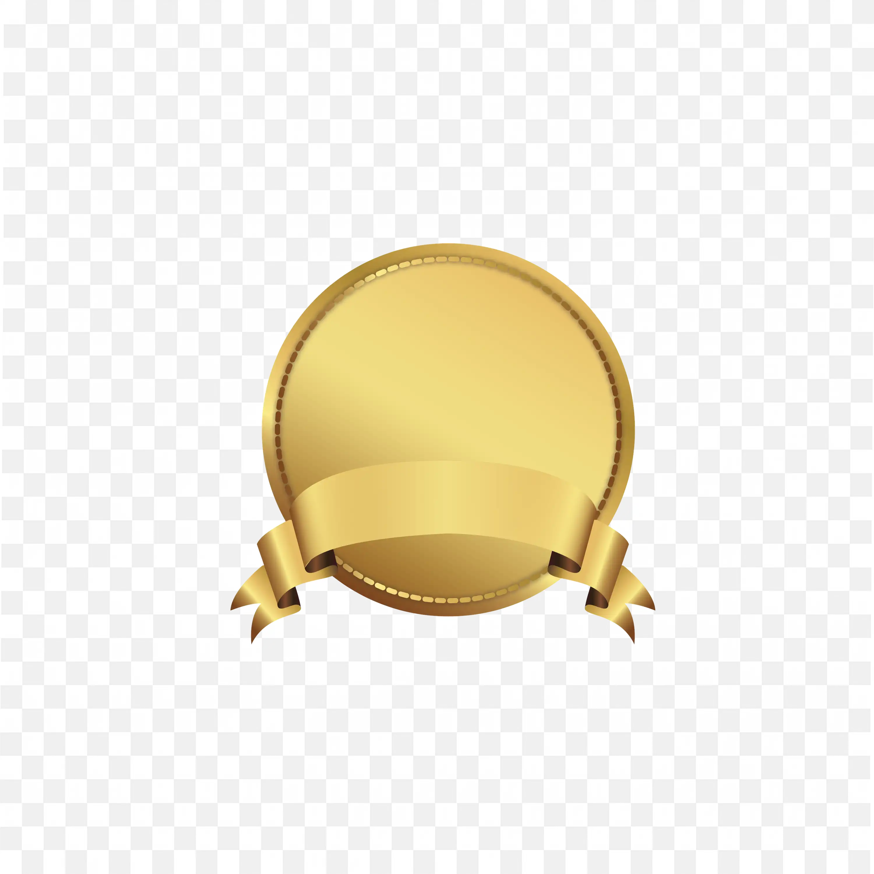 Round Gold Medal with Ribbon and Stars Frame PNG Download