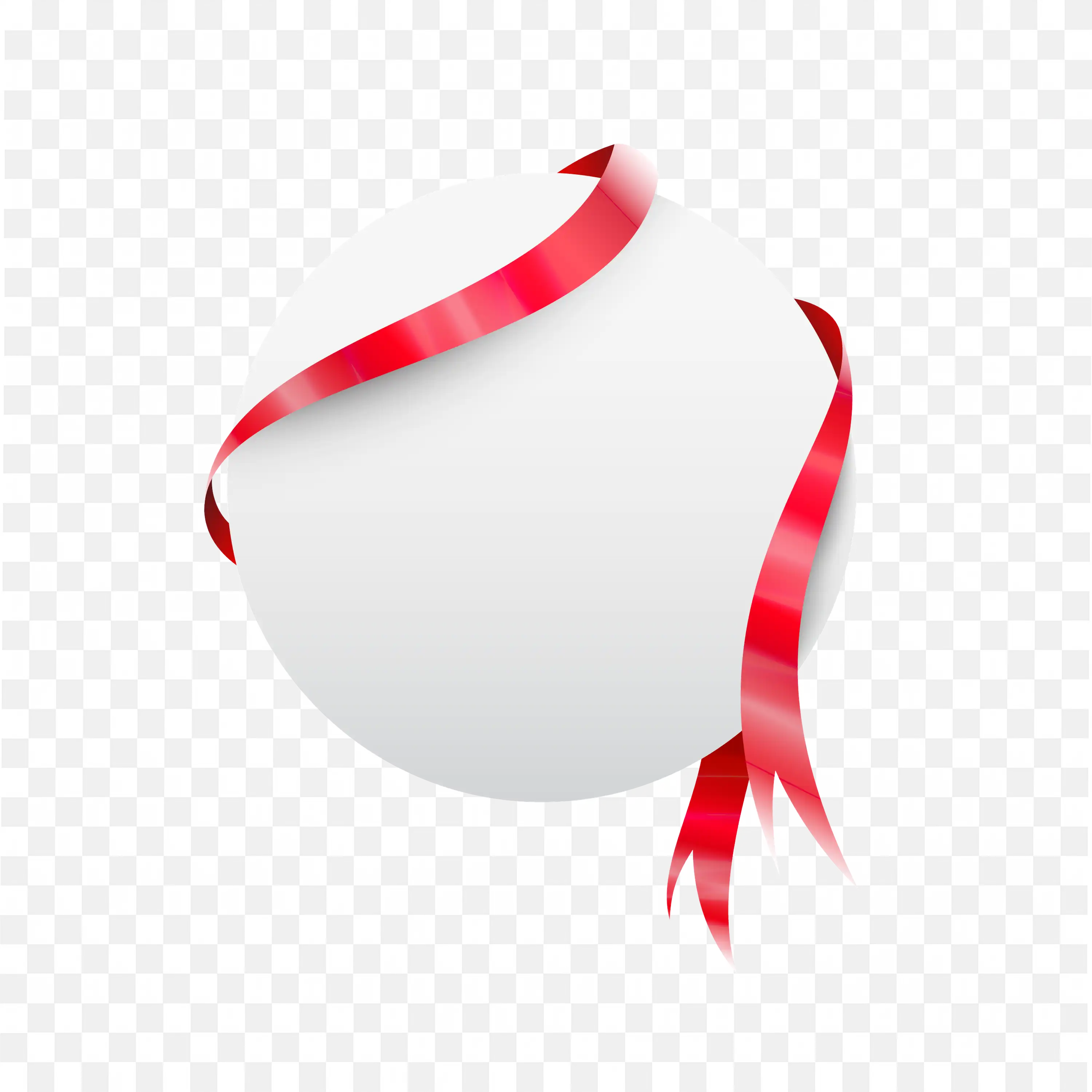 Round White Sphere Wrapped in Long Spiraling Red Ribbon PNG