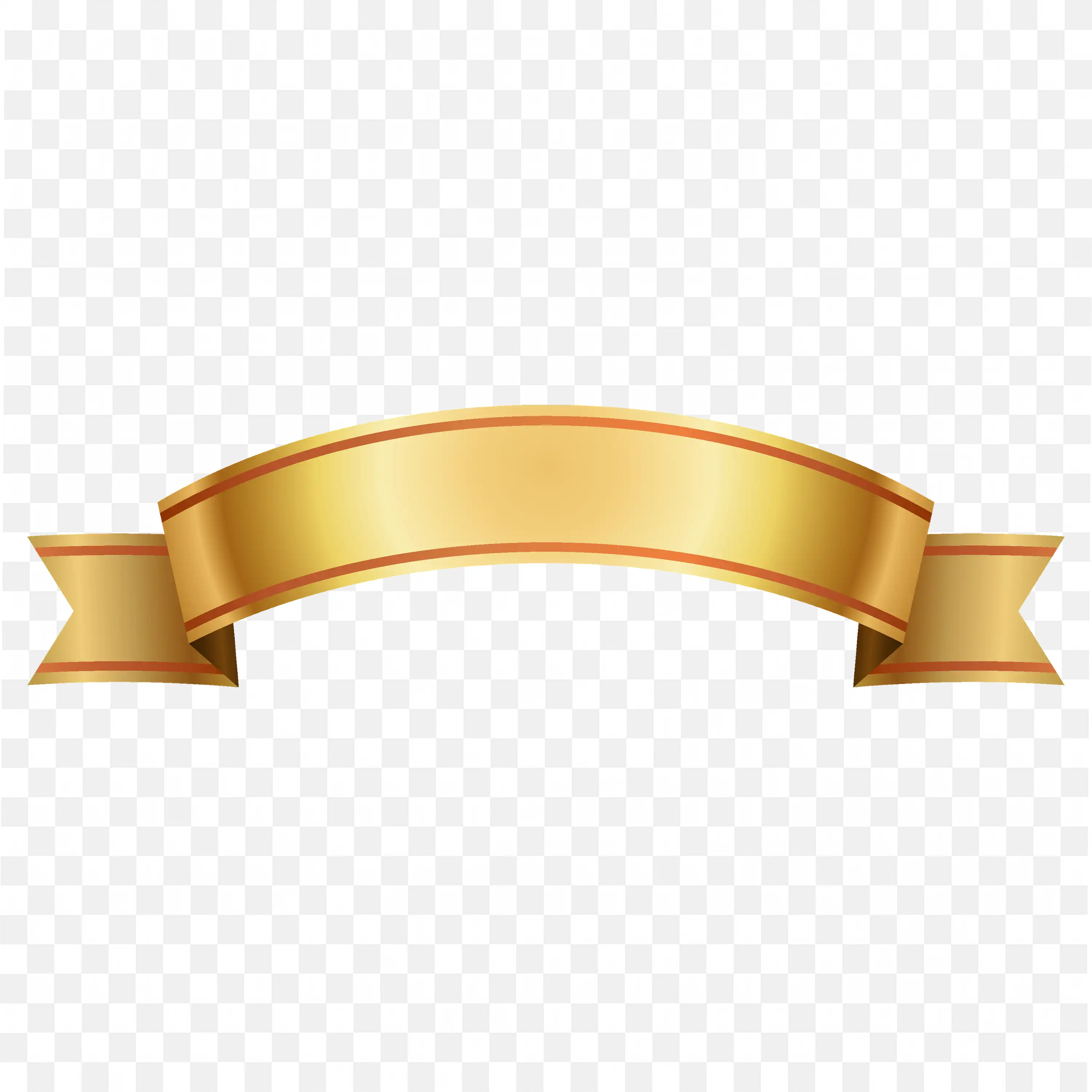 Rounded Wide Gold Banner with Inward Folds PNG Download