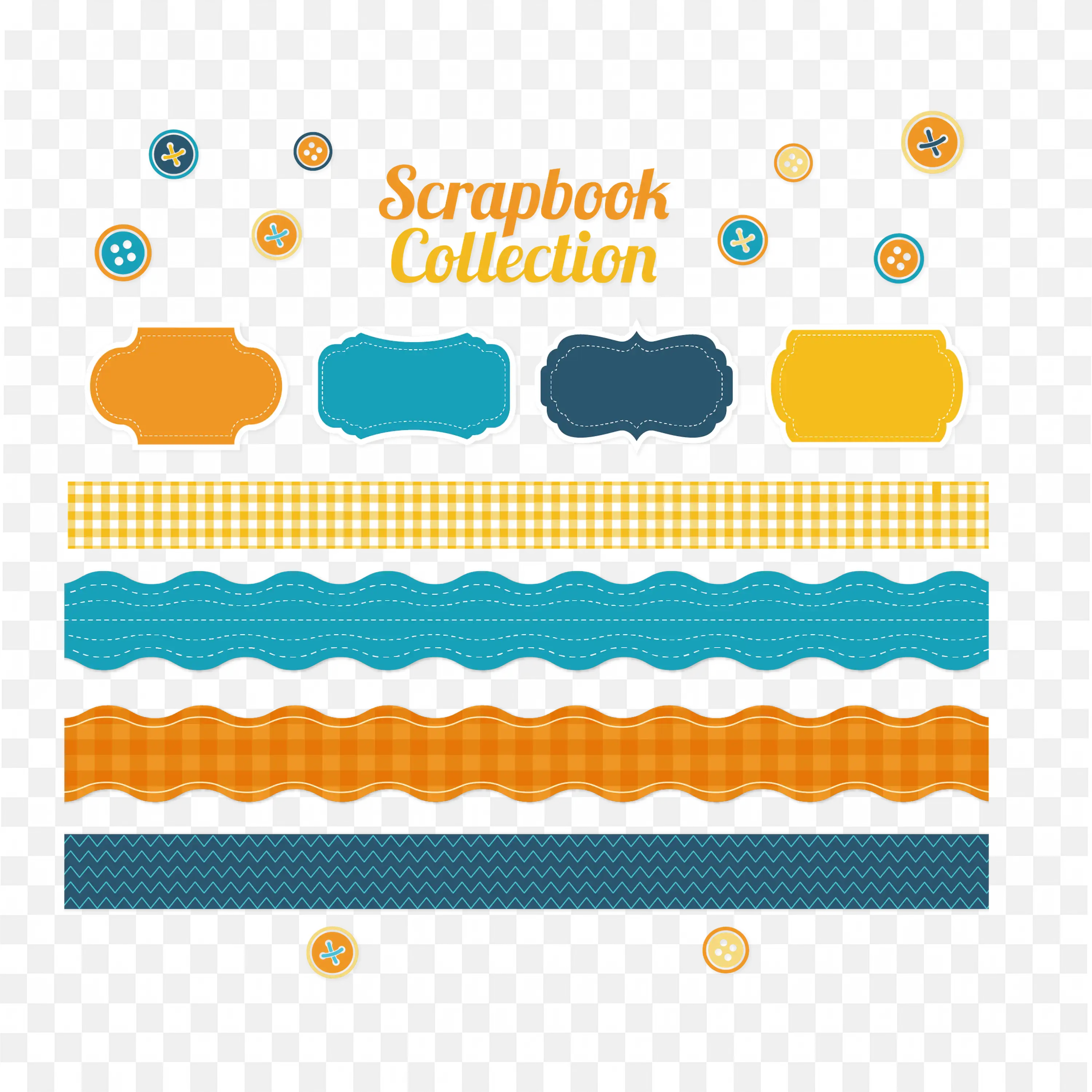 Scrapbook Label Tags and Borders Banner PNG Design Elements