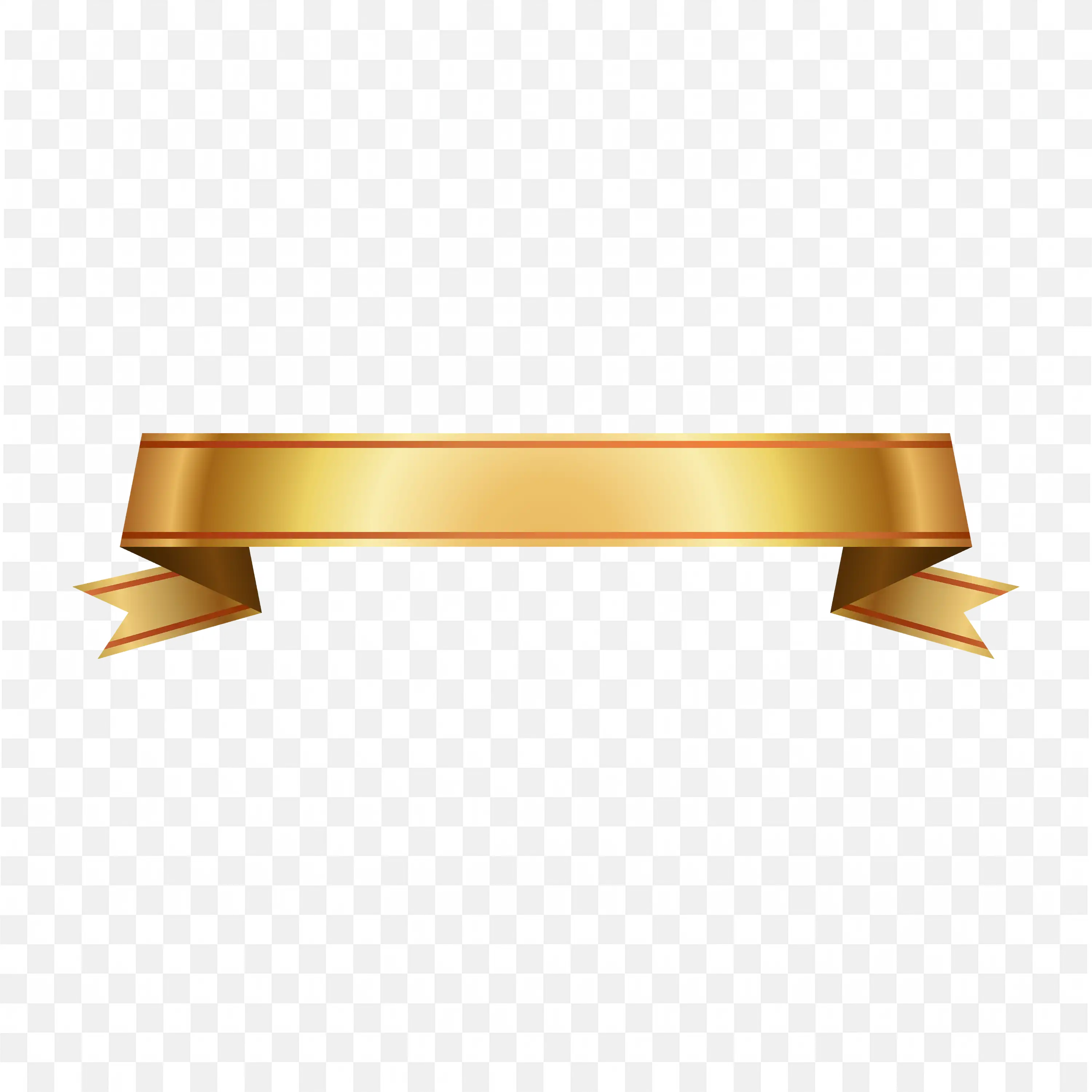 Short Gold Banner with Trimmed Folded Ends Free PNG Download