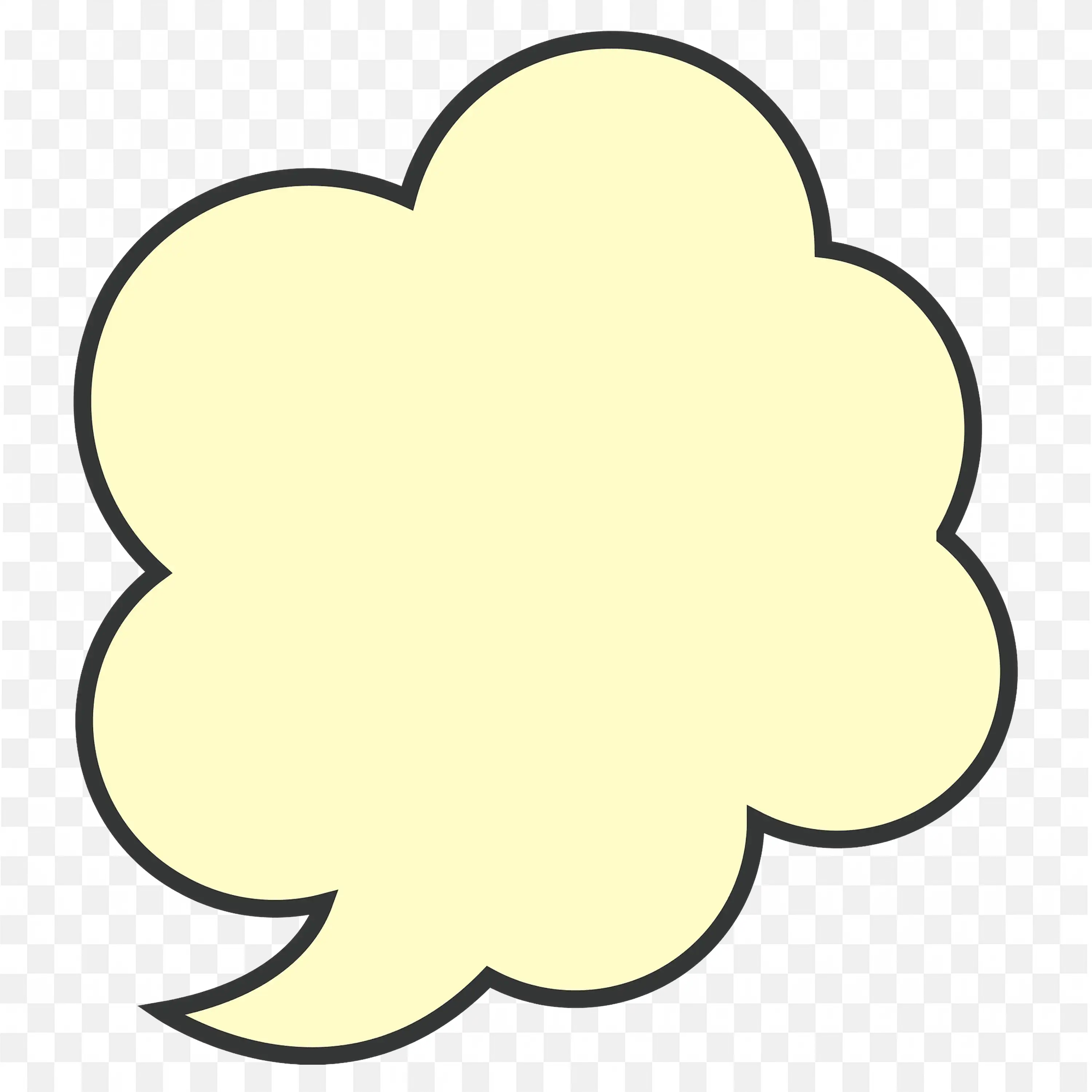 Soft Yellow and CloudShaped Comic Speech Bubble Outline PNG
