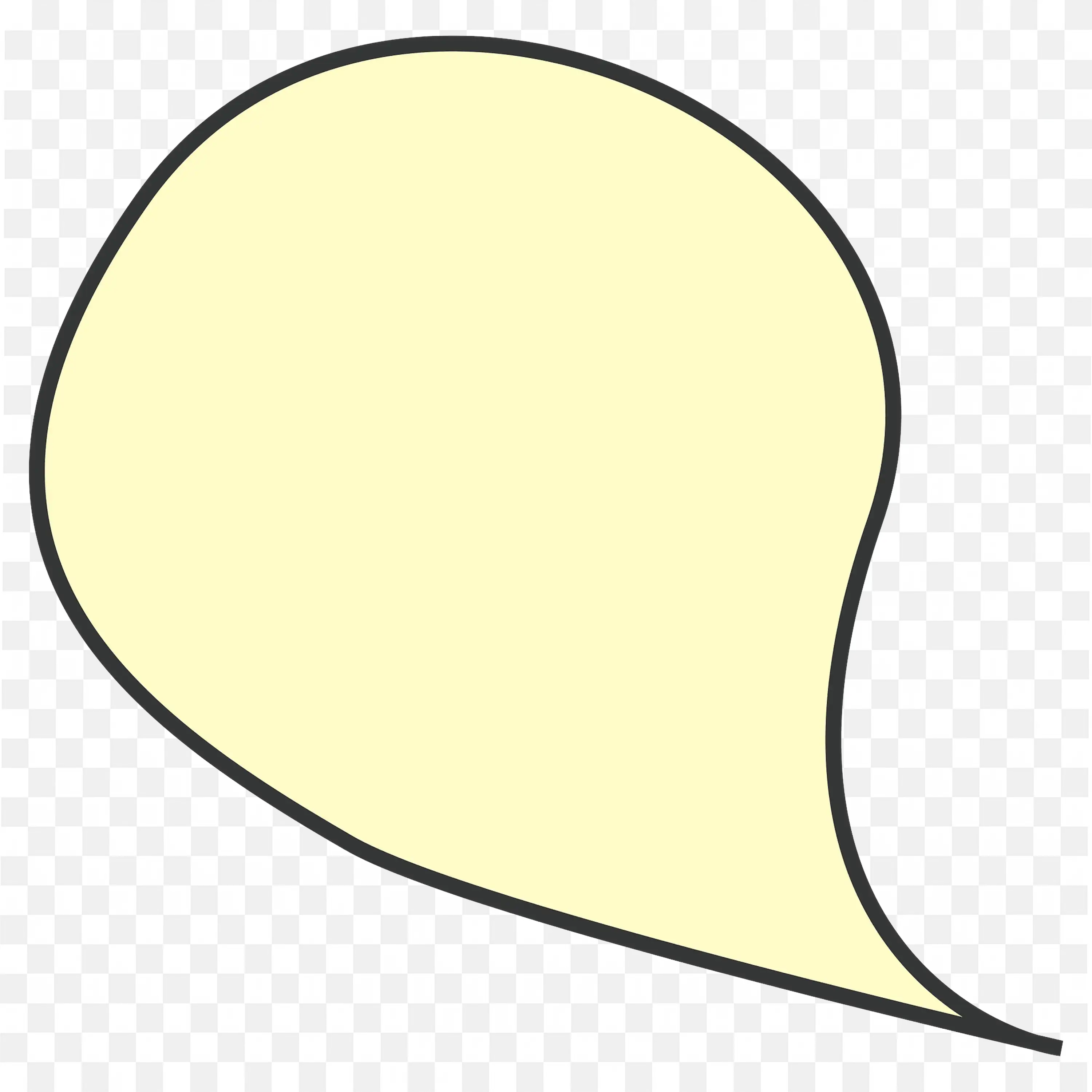 Soft Yellow Teardrop Speech Bubble with Thick Outline PNG
