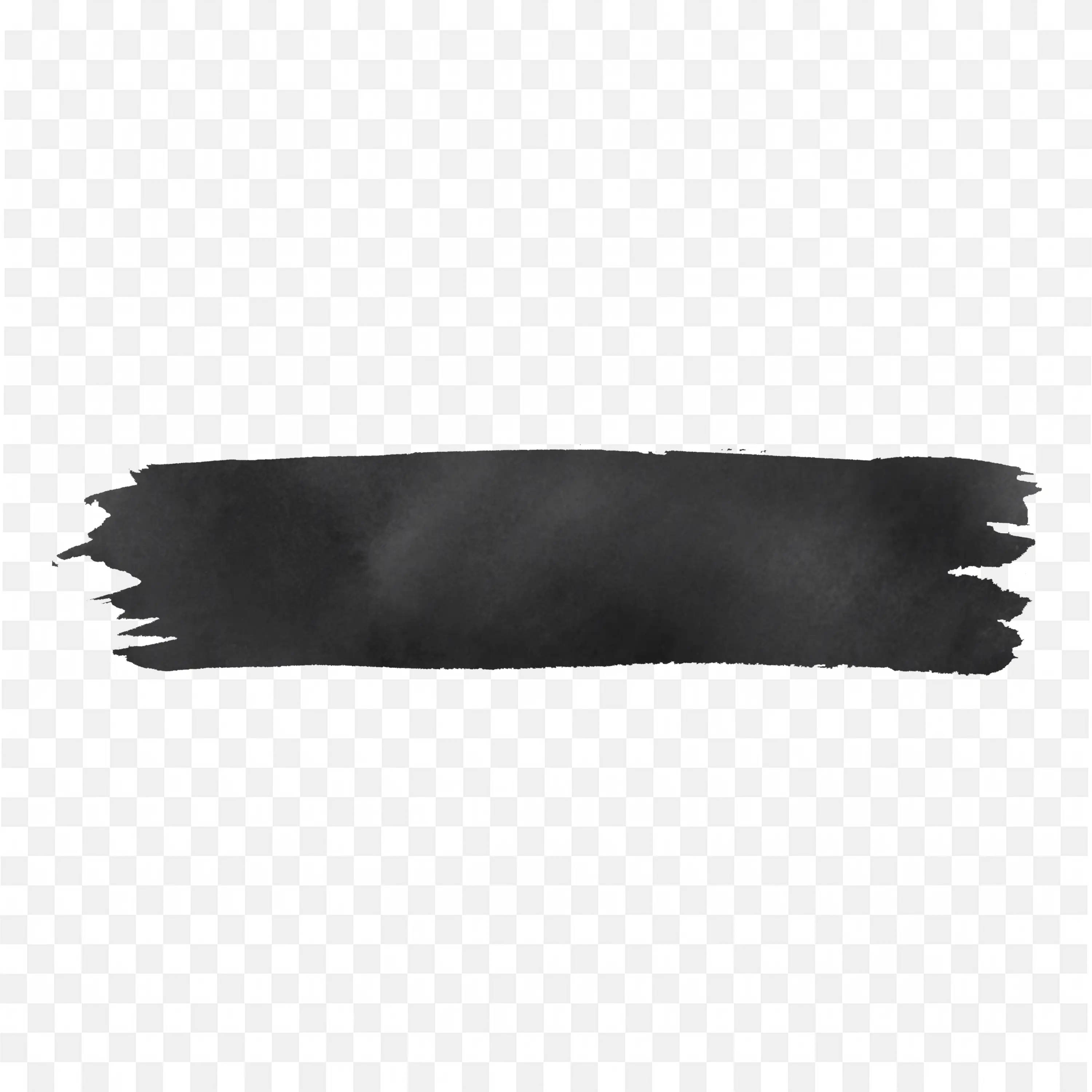 Solid Black Ink Brush Banner with Rough Textured Edges PNG
