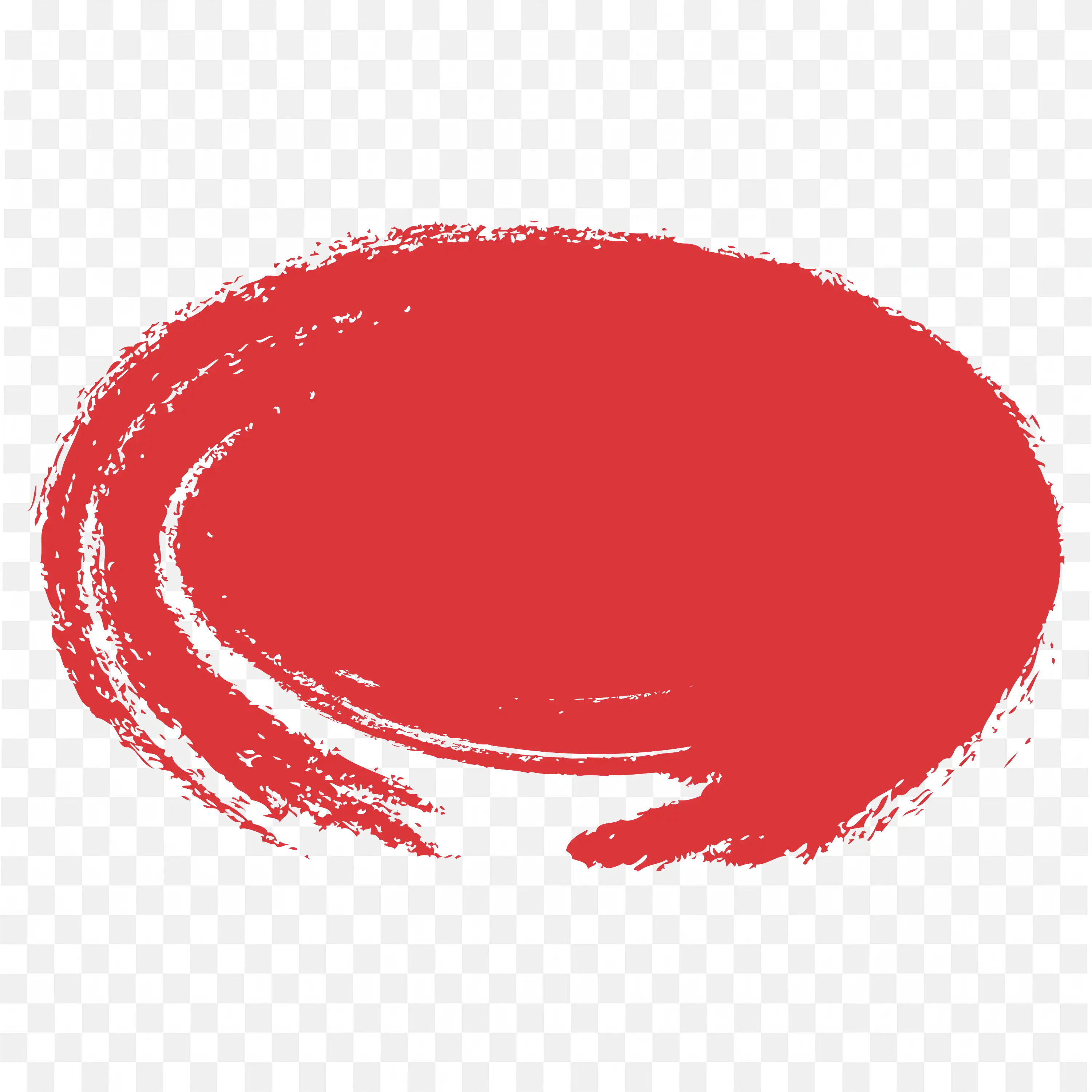 Solid Red Brush Stroke with Circular Shape Flat Badge PNG