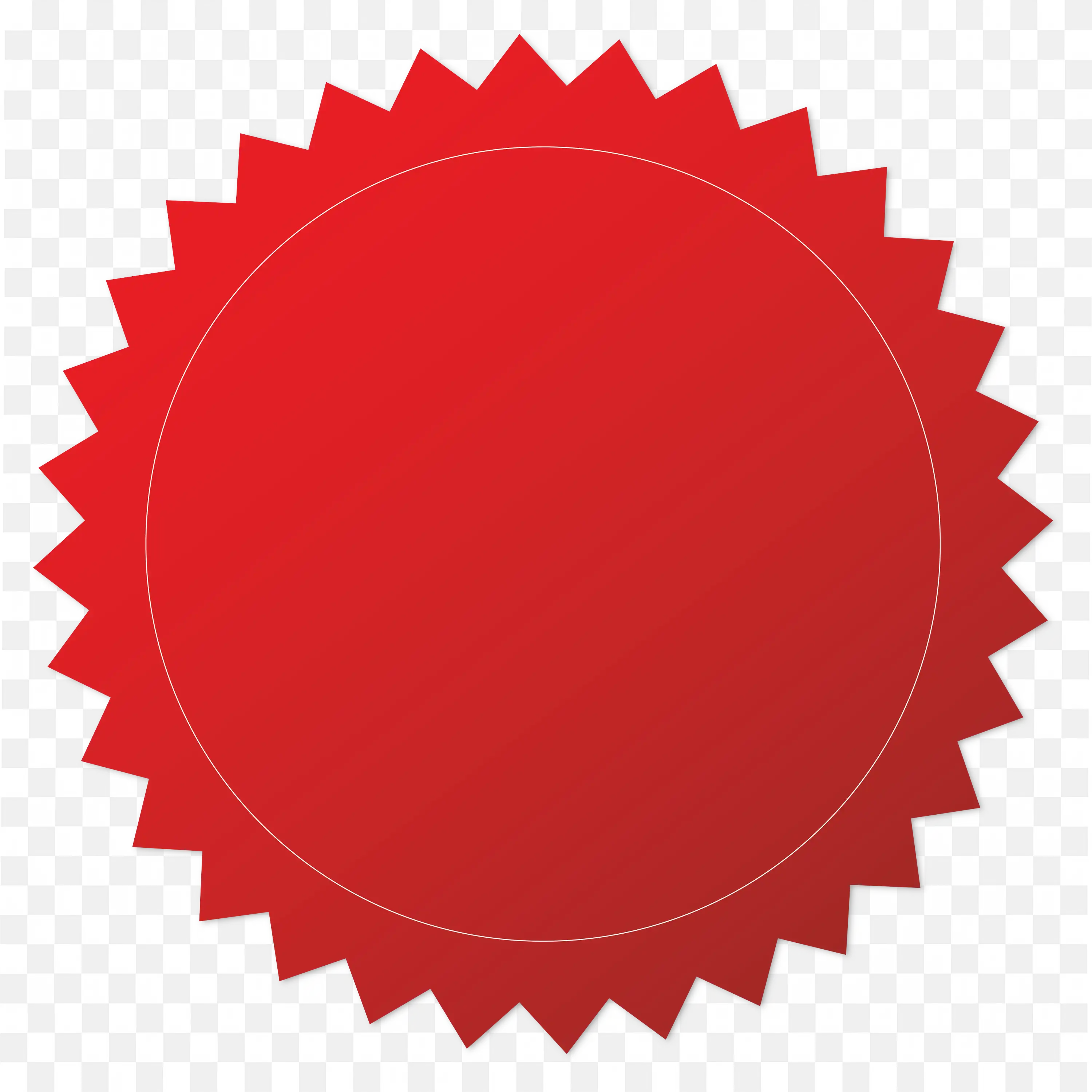 Solid Red Starburst Badge with Subtle Shadow on White Background