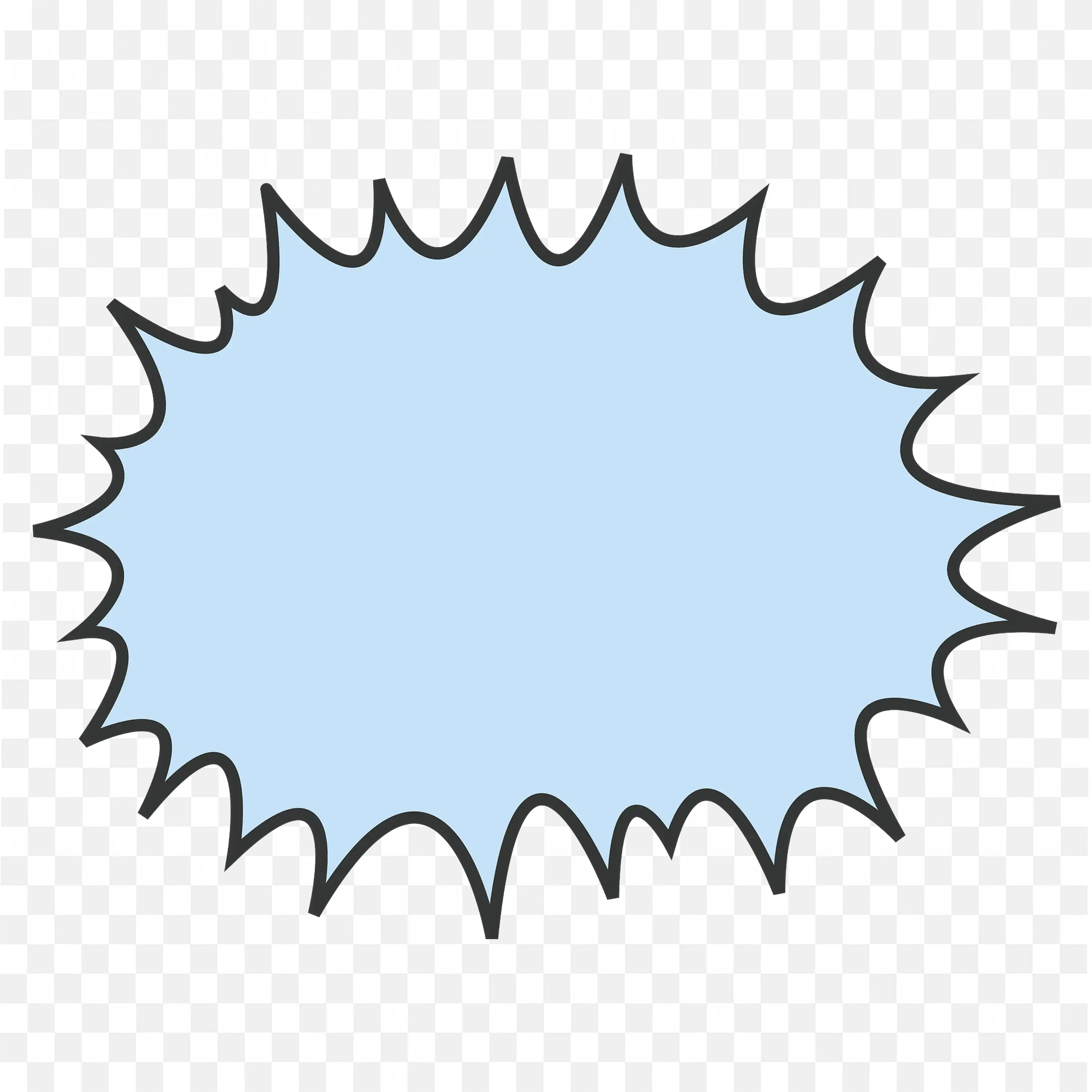 Spiky Light Blue Comic Burst Bubble with Thick Border PNG