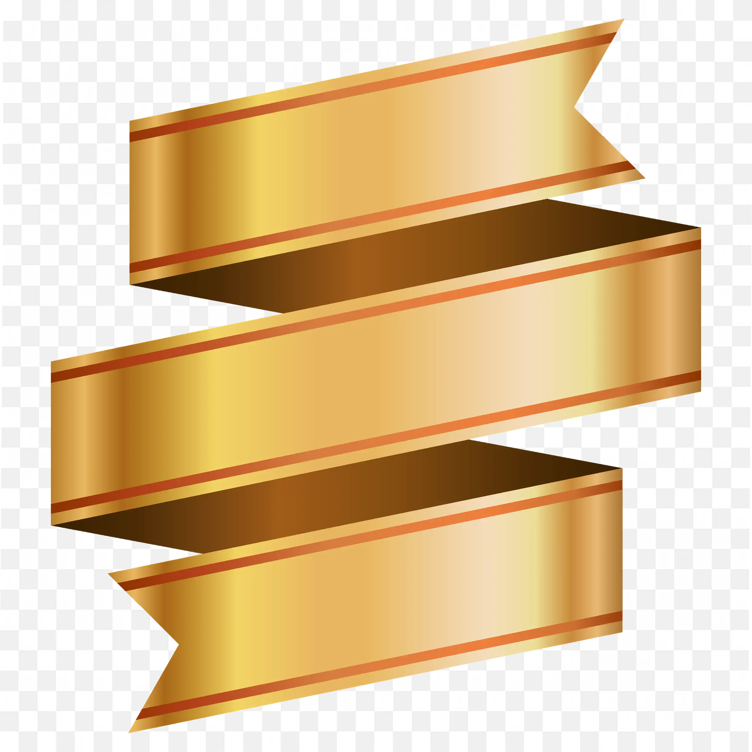 Stacked Gold Banners Spiral Folded Ribbon PNG Download