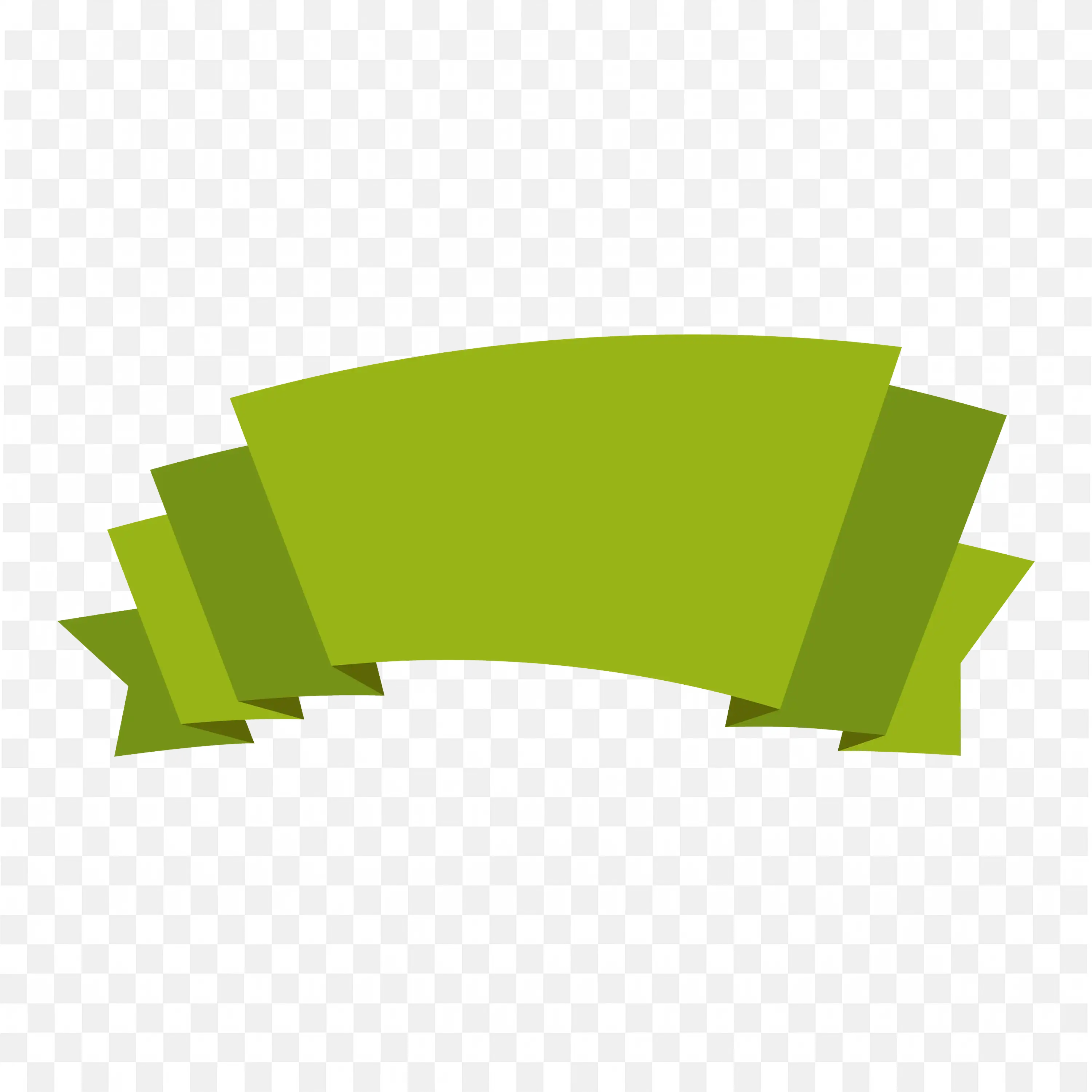Stacked Green Ribbon Banner with Folds PNG Download
