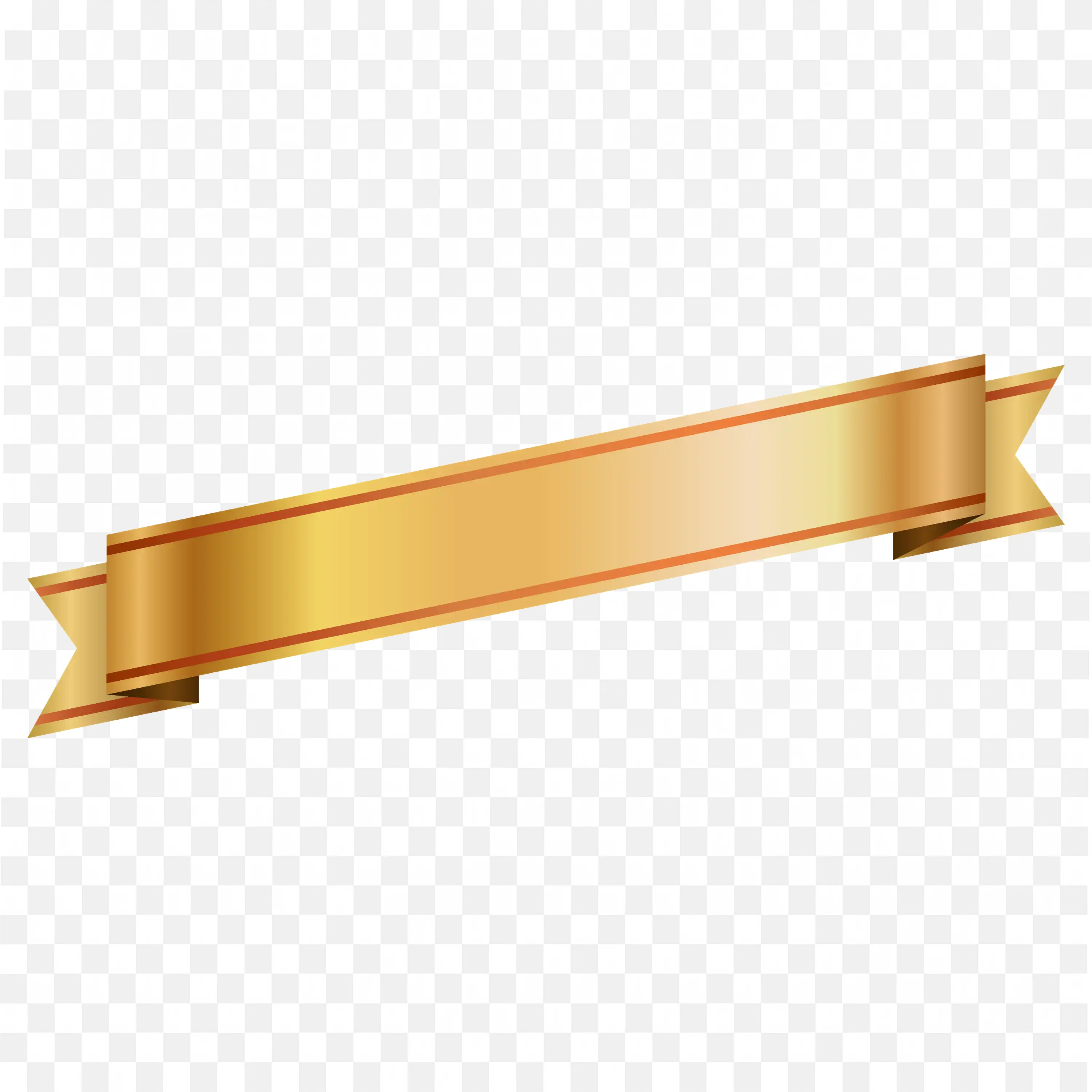 Straight Folded Gold Ribbon with Left Shadow Free PNG