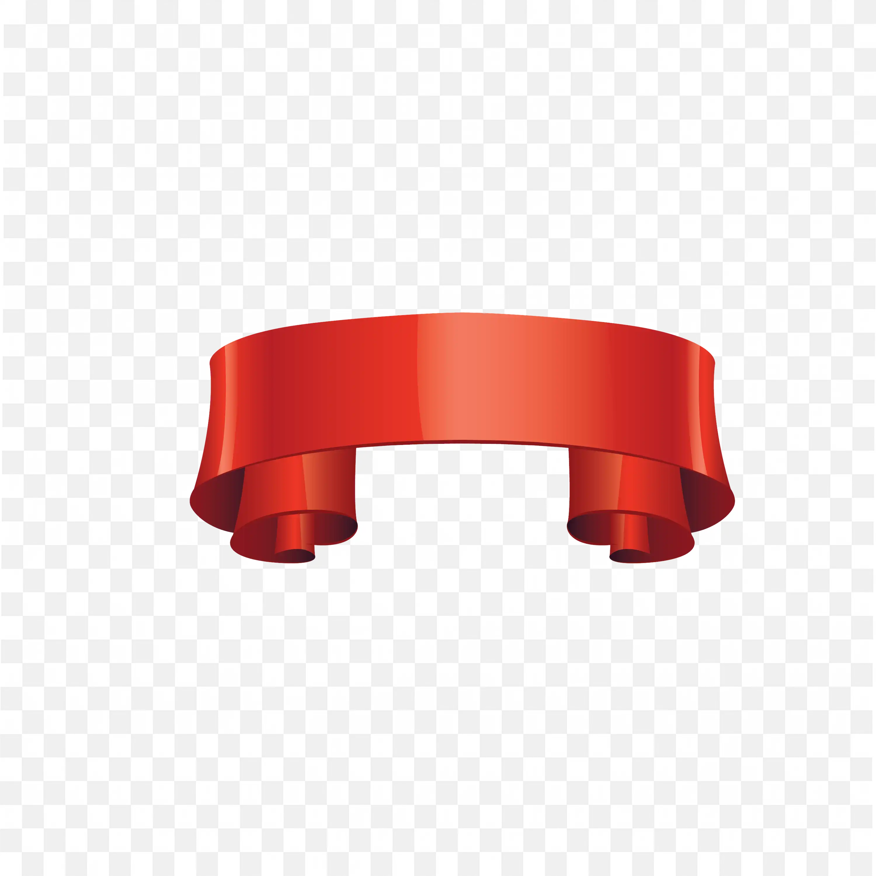 Symmetrical Red Ribbon Banner with Folded Sides PNG Graphic