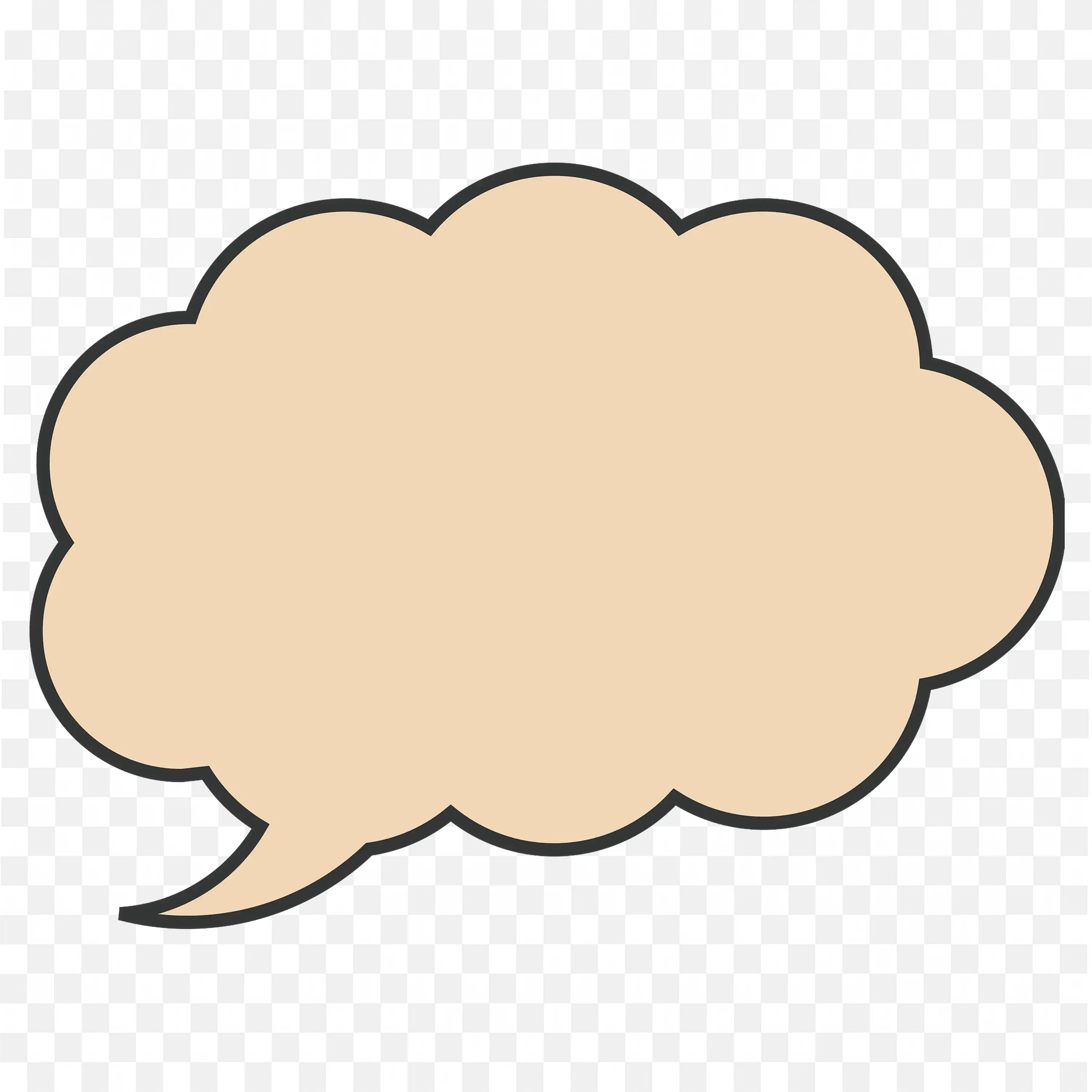 Tan Cloud Like Comic Speech Bubble with Bold Outline PNG