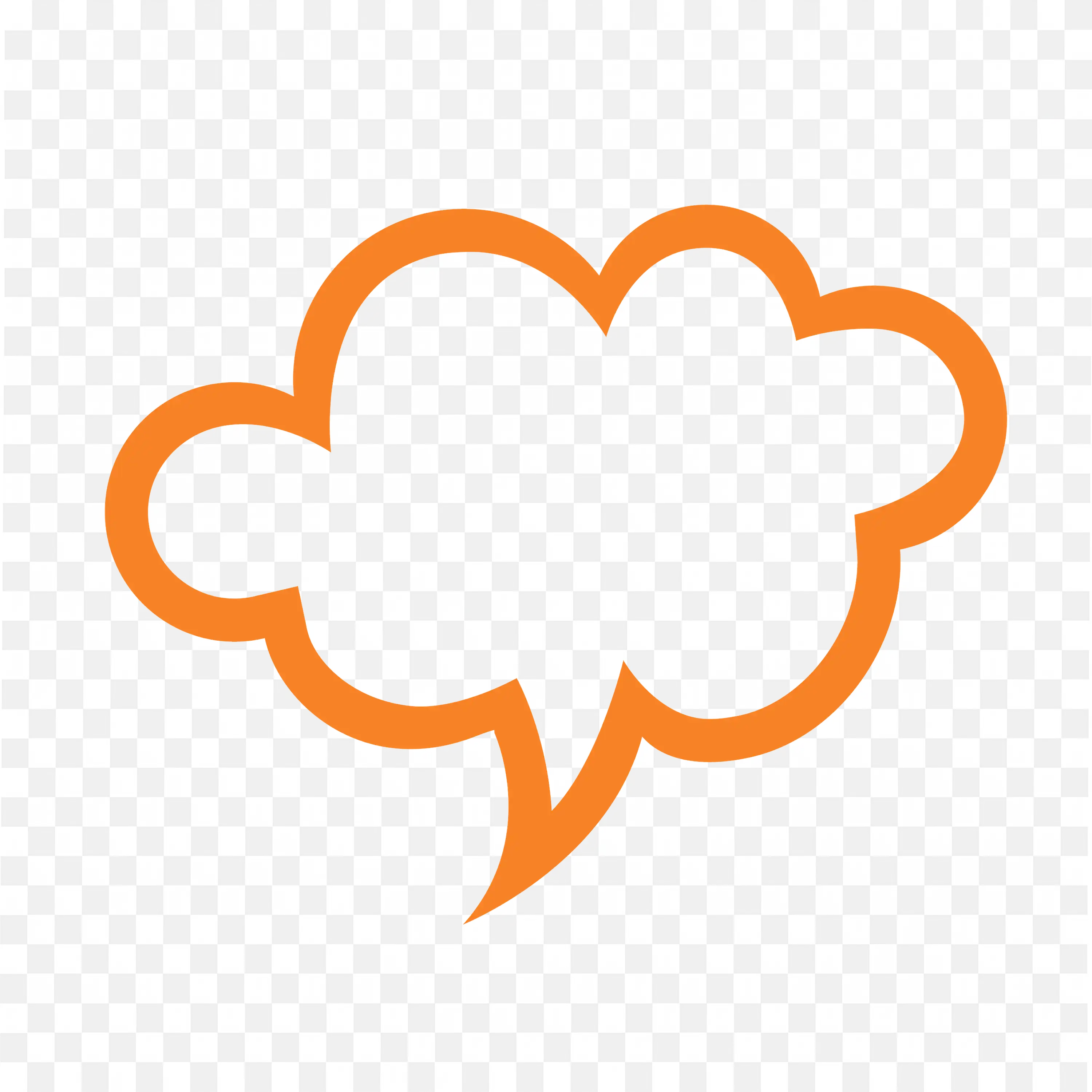 Thick Orange Comic Bubble with White Fill Outline PNG