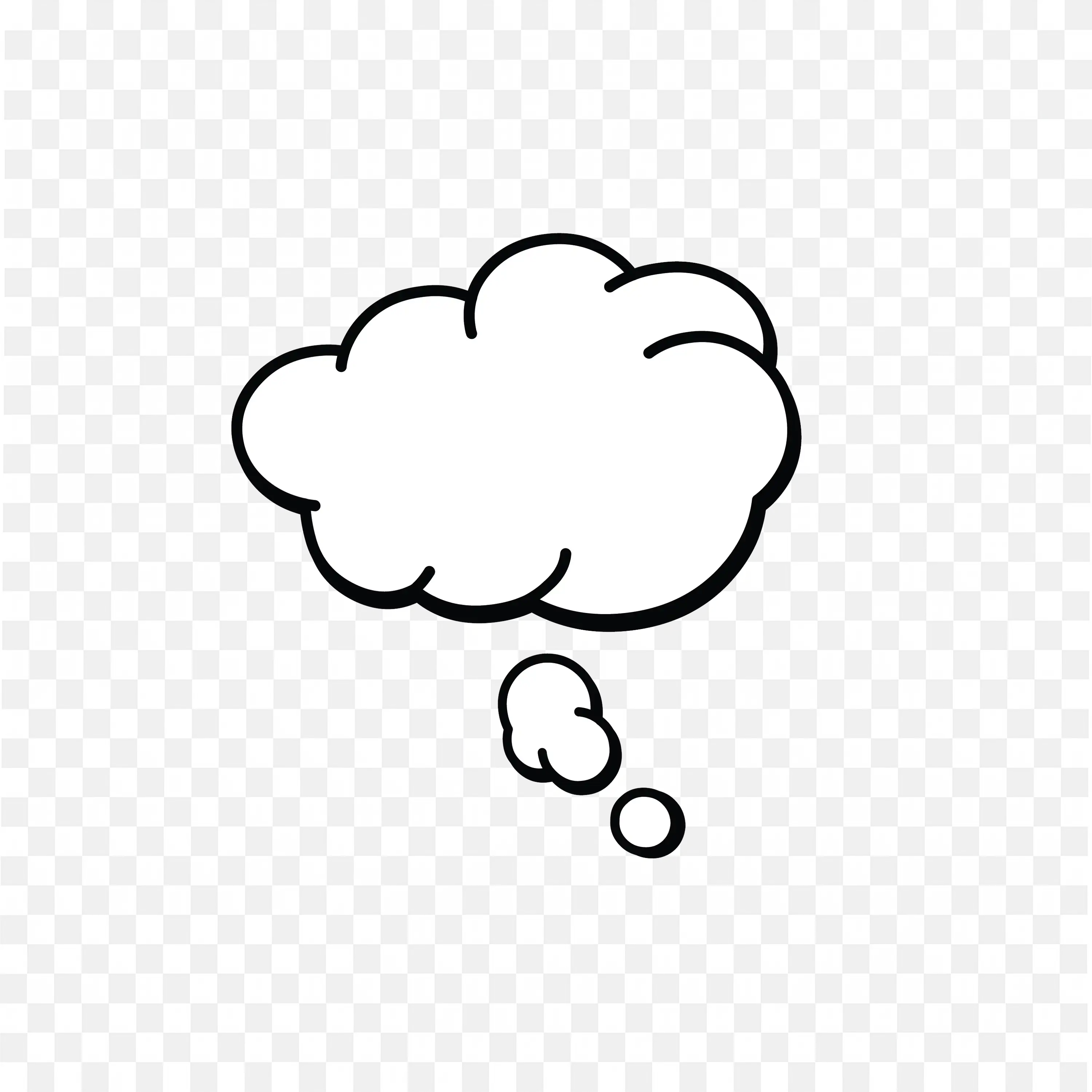Thought Cloud Bubble with Comic Style Outline PNG Download