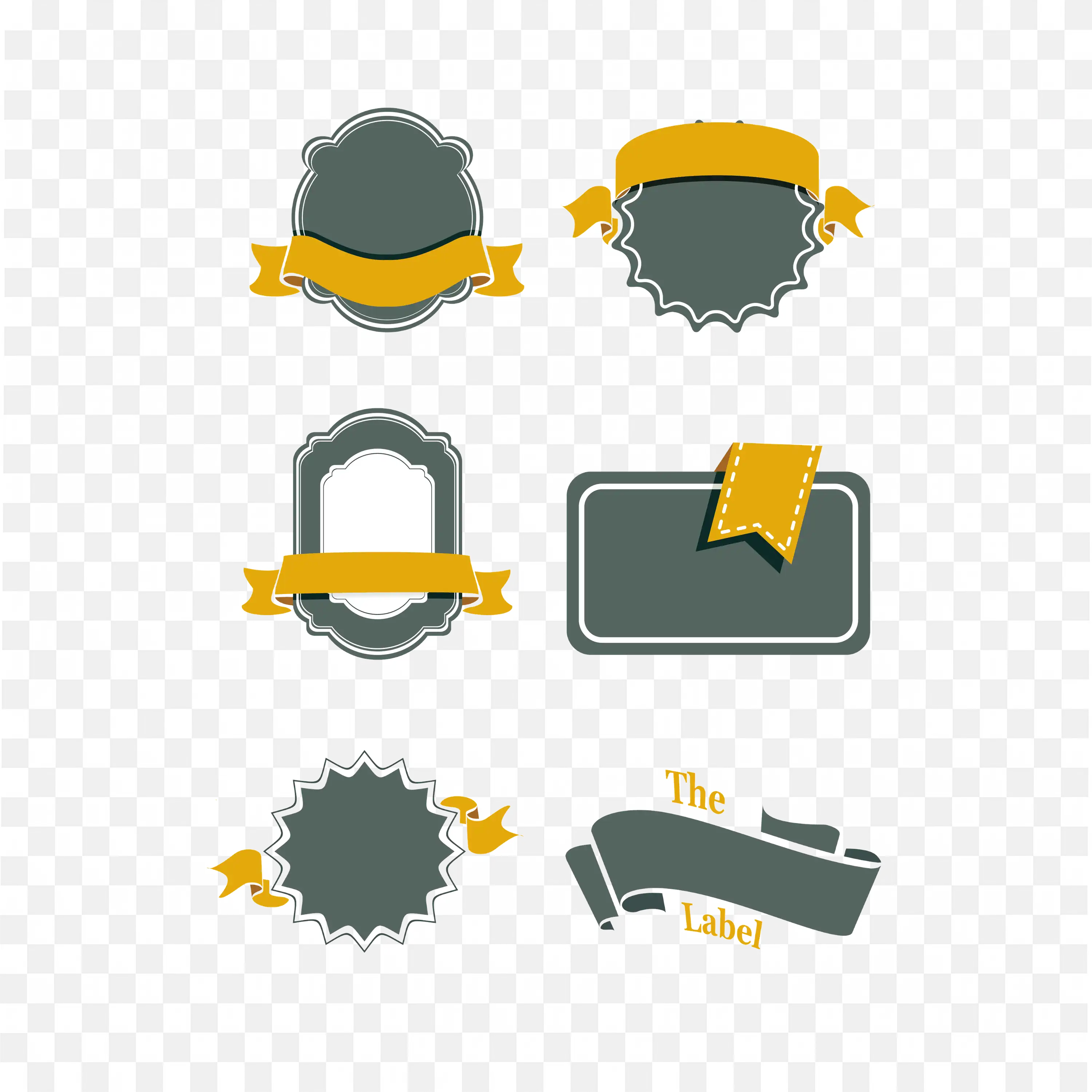 Vintage Label and Ribbon Set for Scrapbook PNG Clipart Set