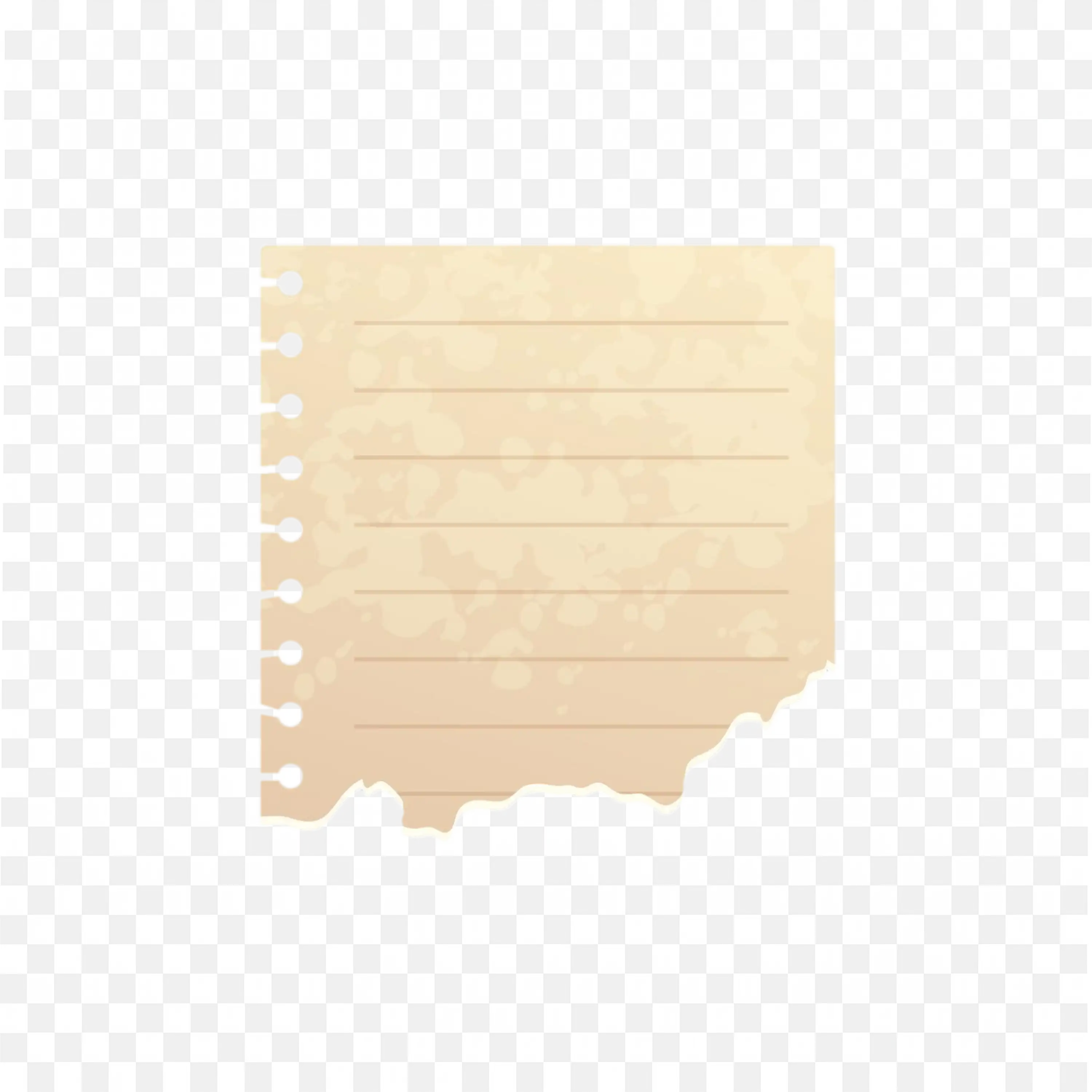Vintage Torn Notebook Paper with Lines and Hole Punch PNG