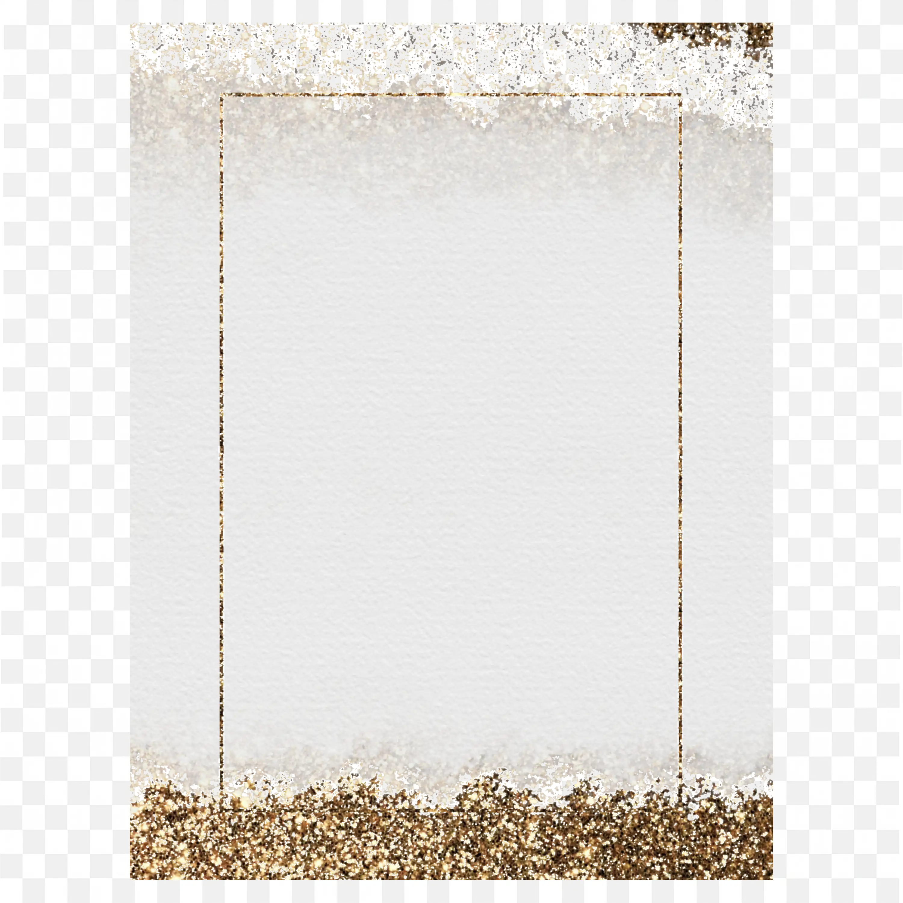 White Banner with Gold Glitter Border Bottom Frame PNG
