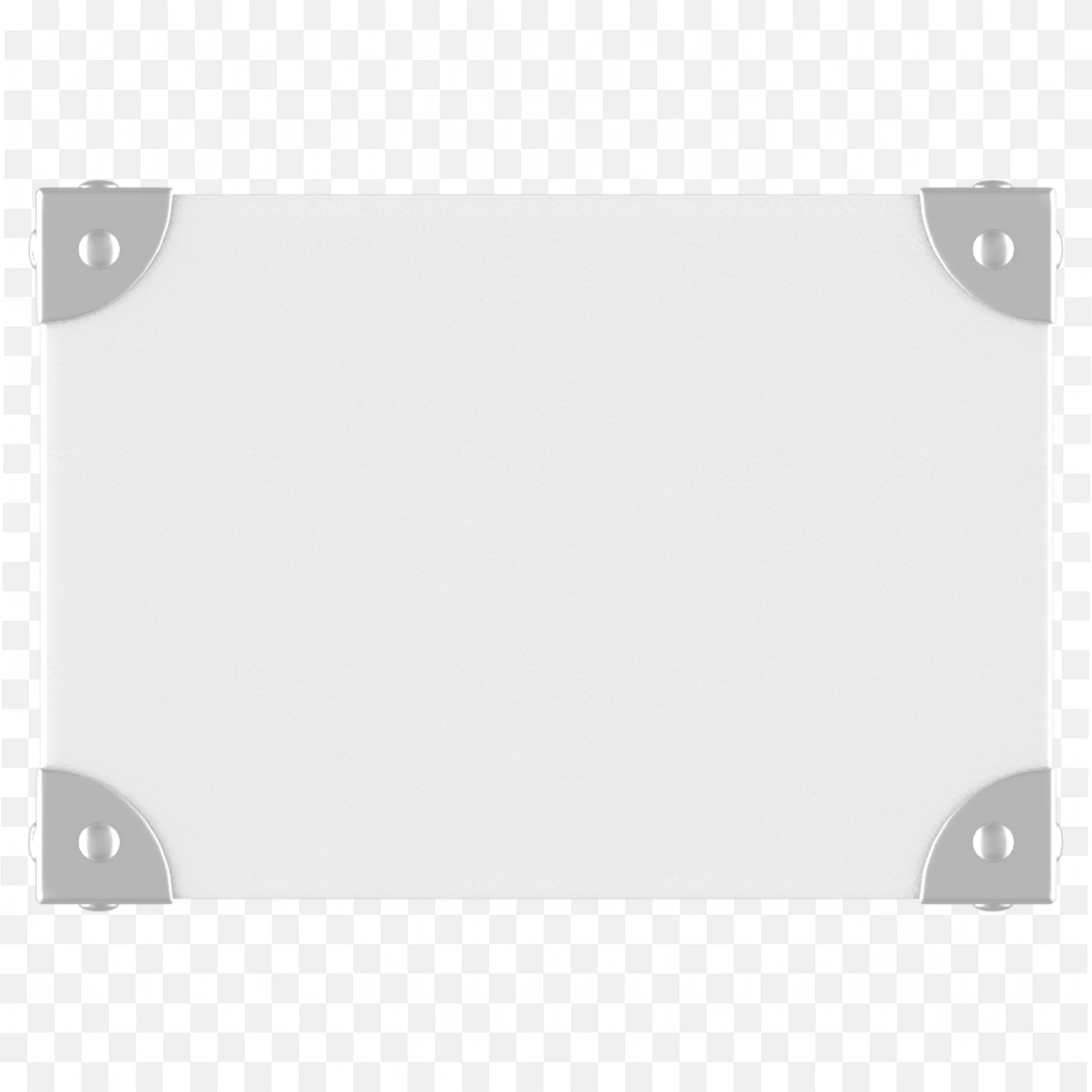 White Frame Banner with Grey Corner Bracket Design PNG