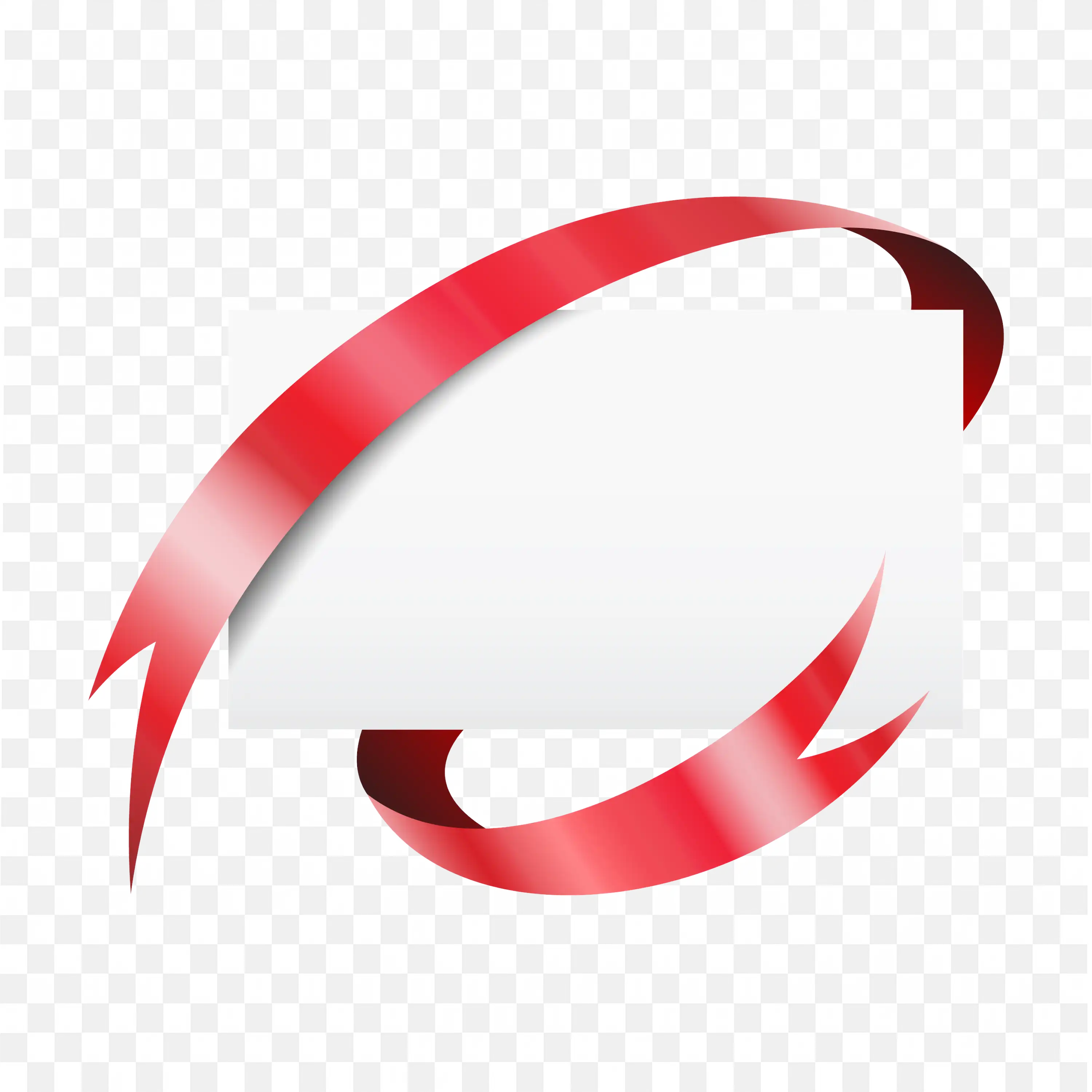 White Rectangular Banner with Twisting Red Ribbon PNG