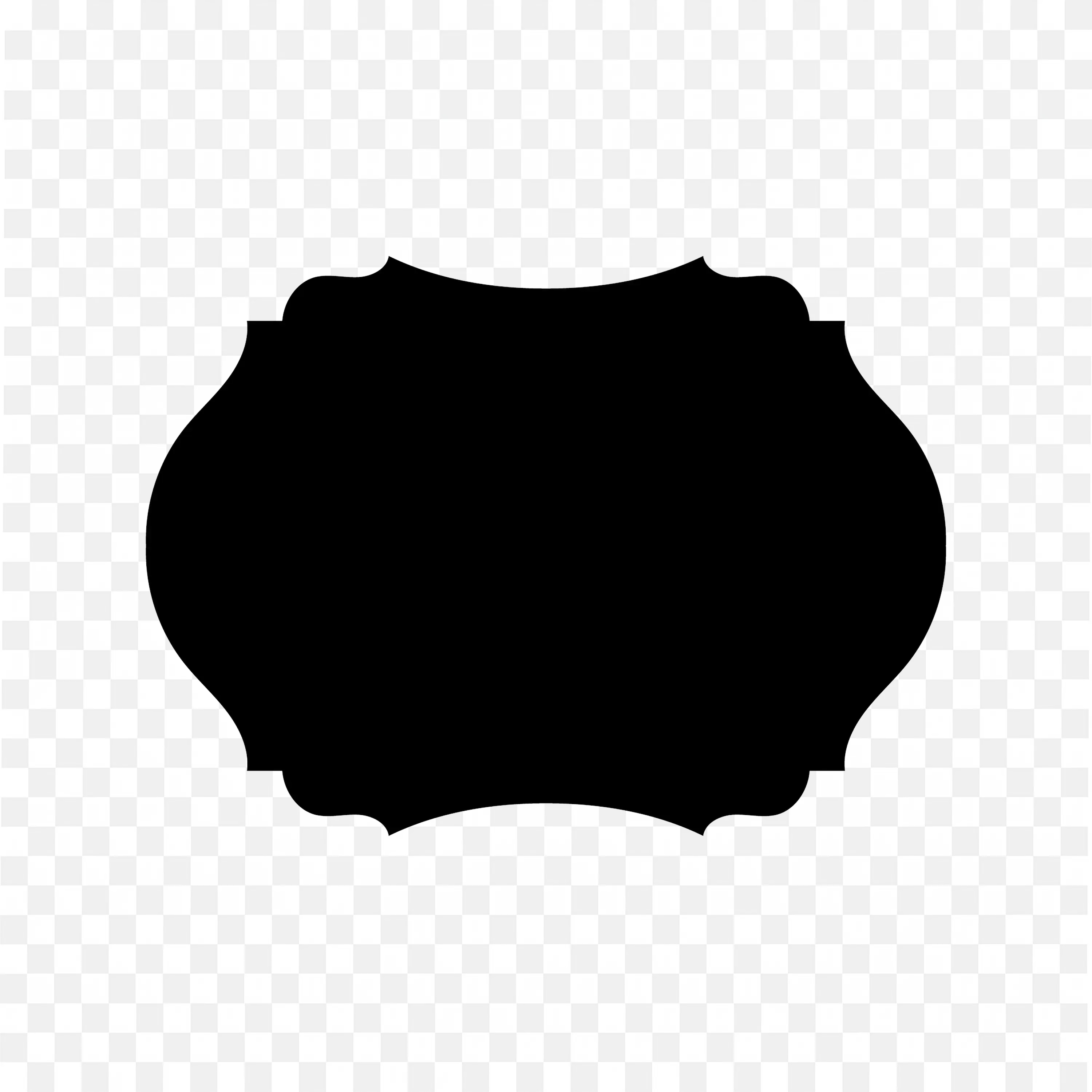 Wide Black Frame with Bulging Sides and Top Curves PNG