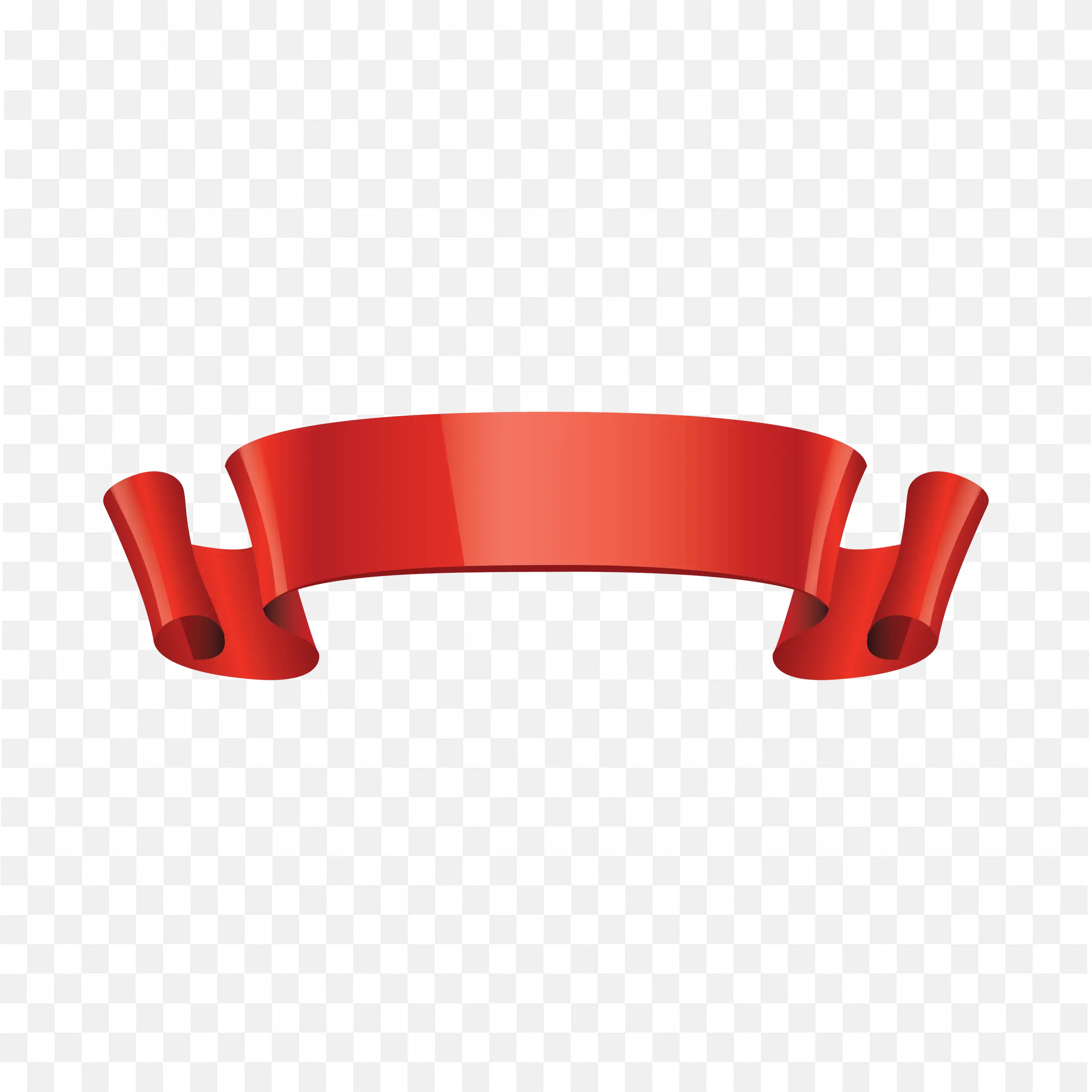 Wide Red Ribbon Banner with Raised Ends Isolated PNG Graphic