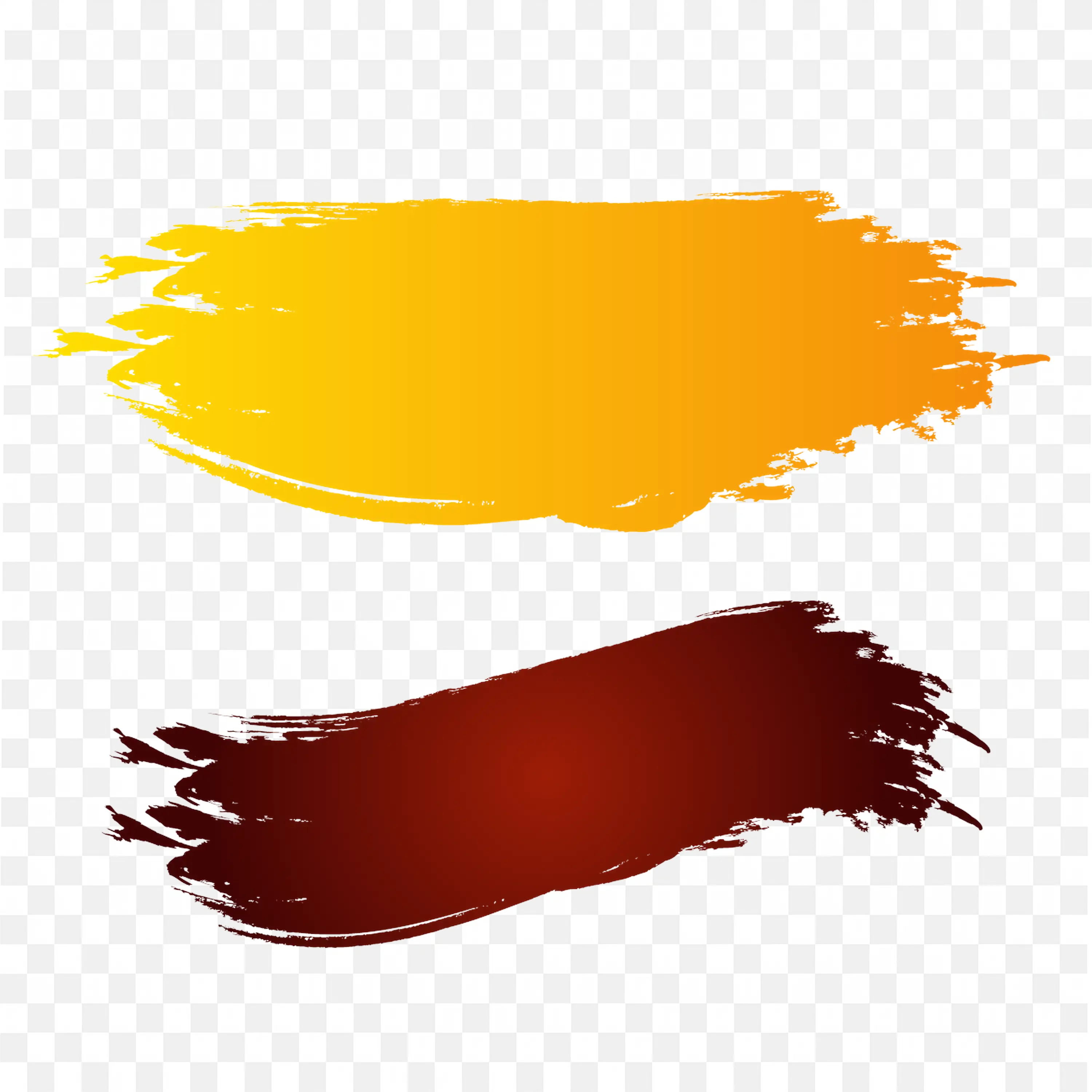 Yellow and Maroon Paint Brush Stroke Banners for Art Design