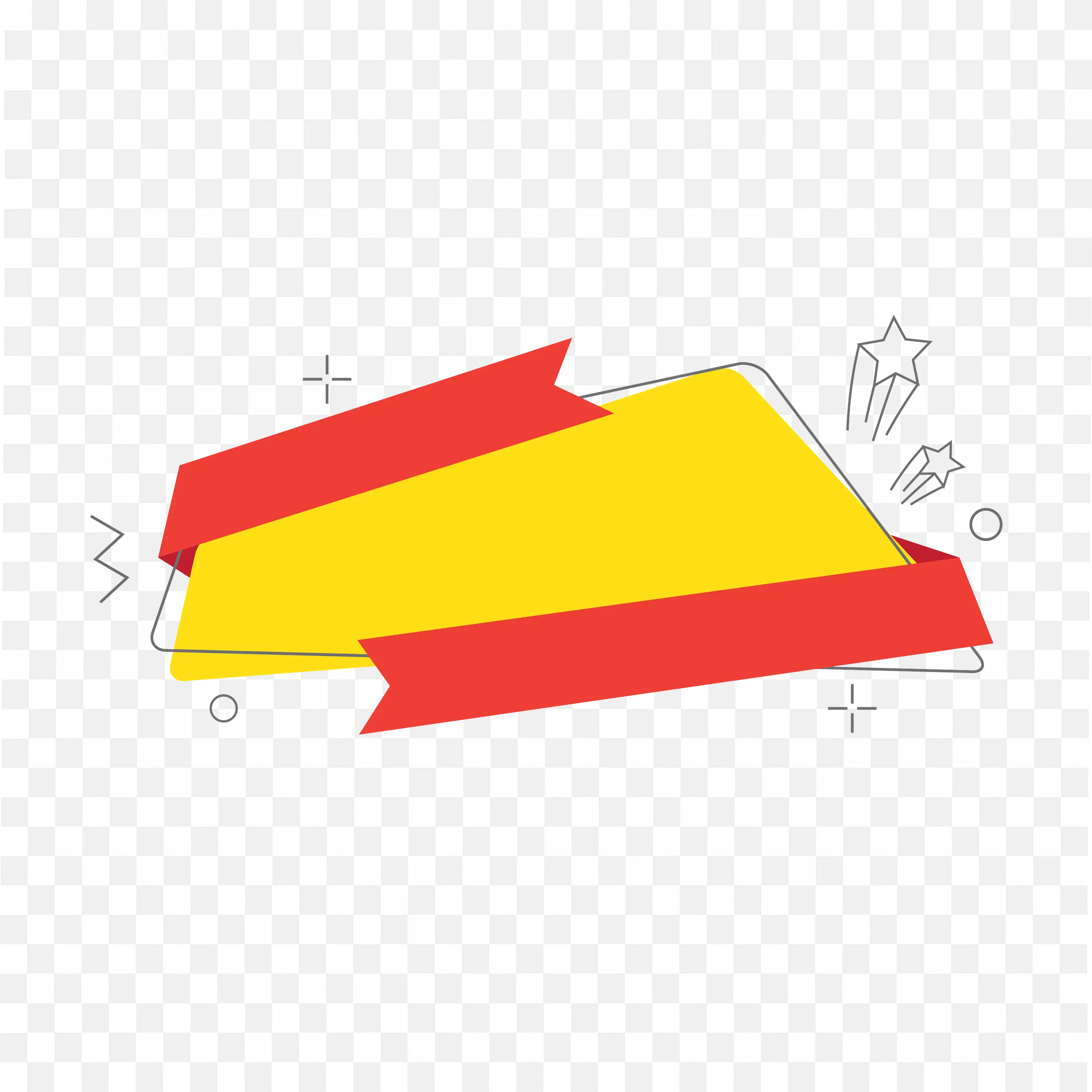 Yellow and Red Ribbon Folded Paper Style Tag Free PNG