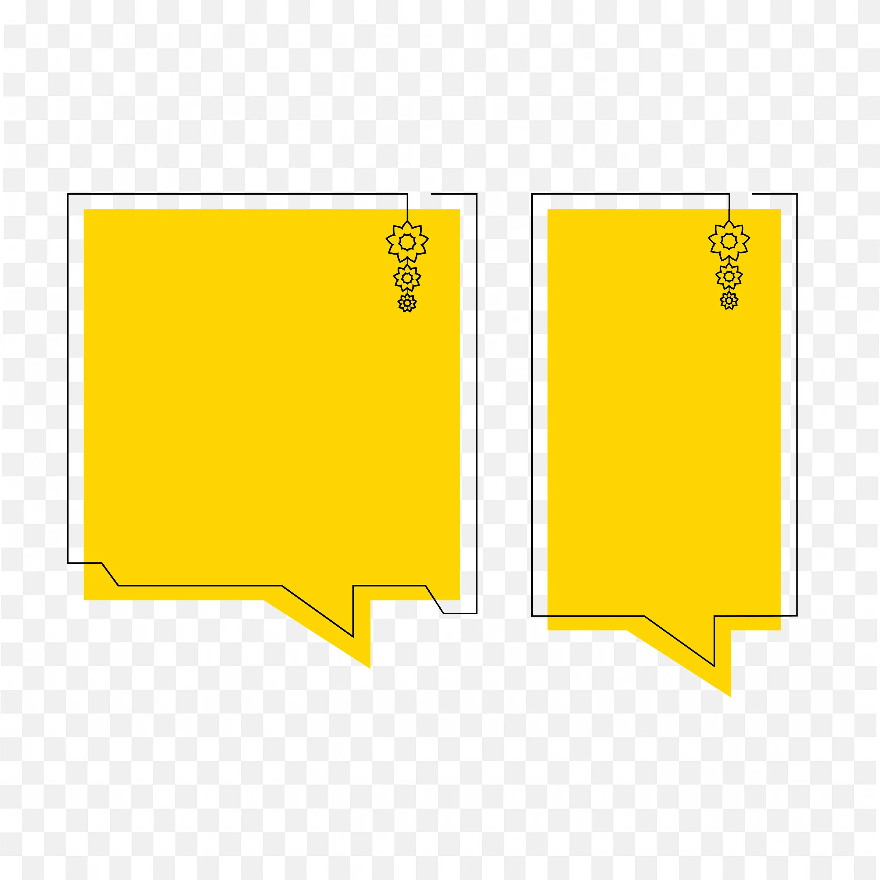 Yellow Chat Boxes with Hanging Paper Clips Free PNG Download