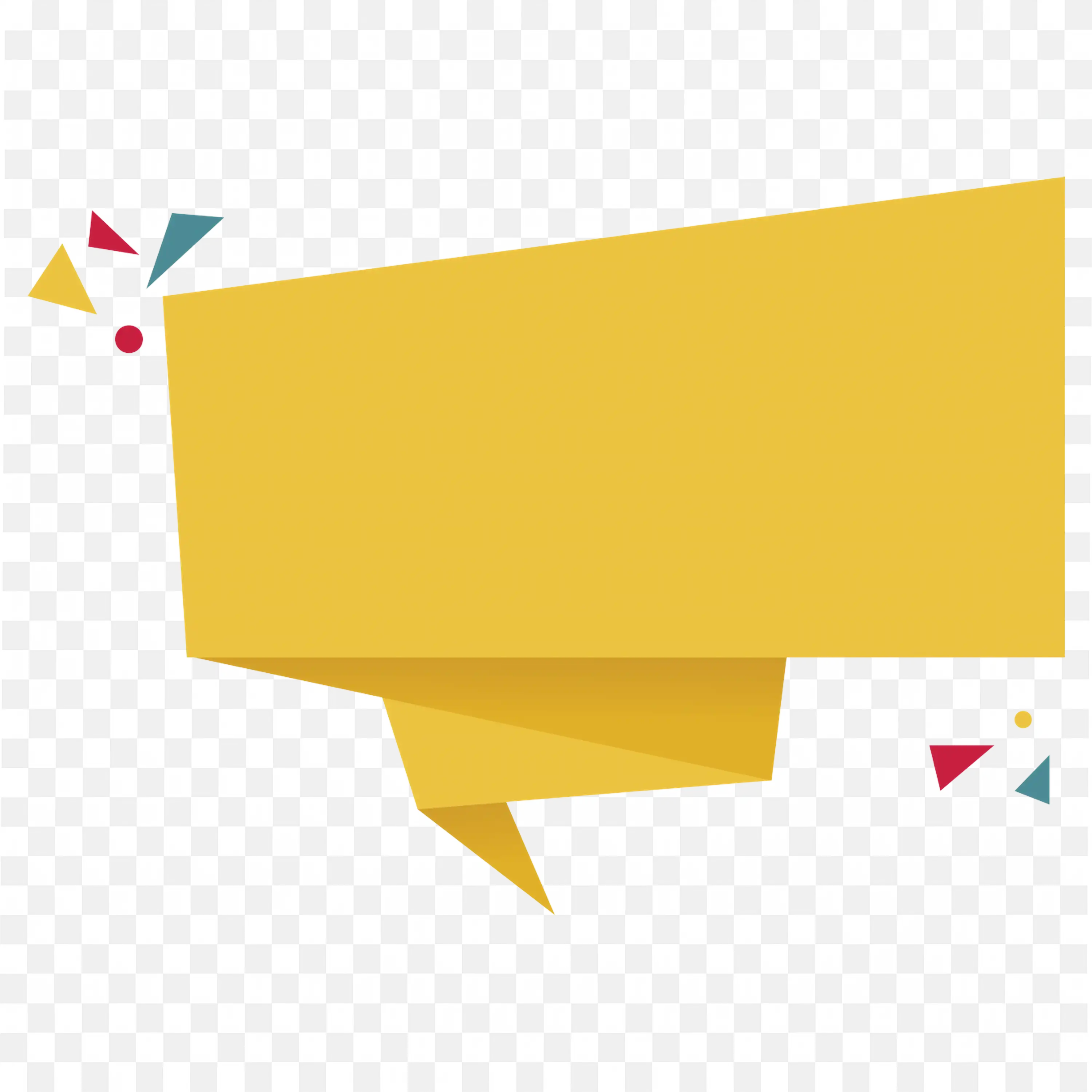 Yellow Flat Ribbon Banner with Confetti Triangles PNG