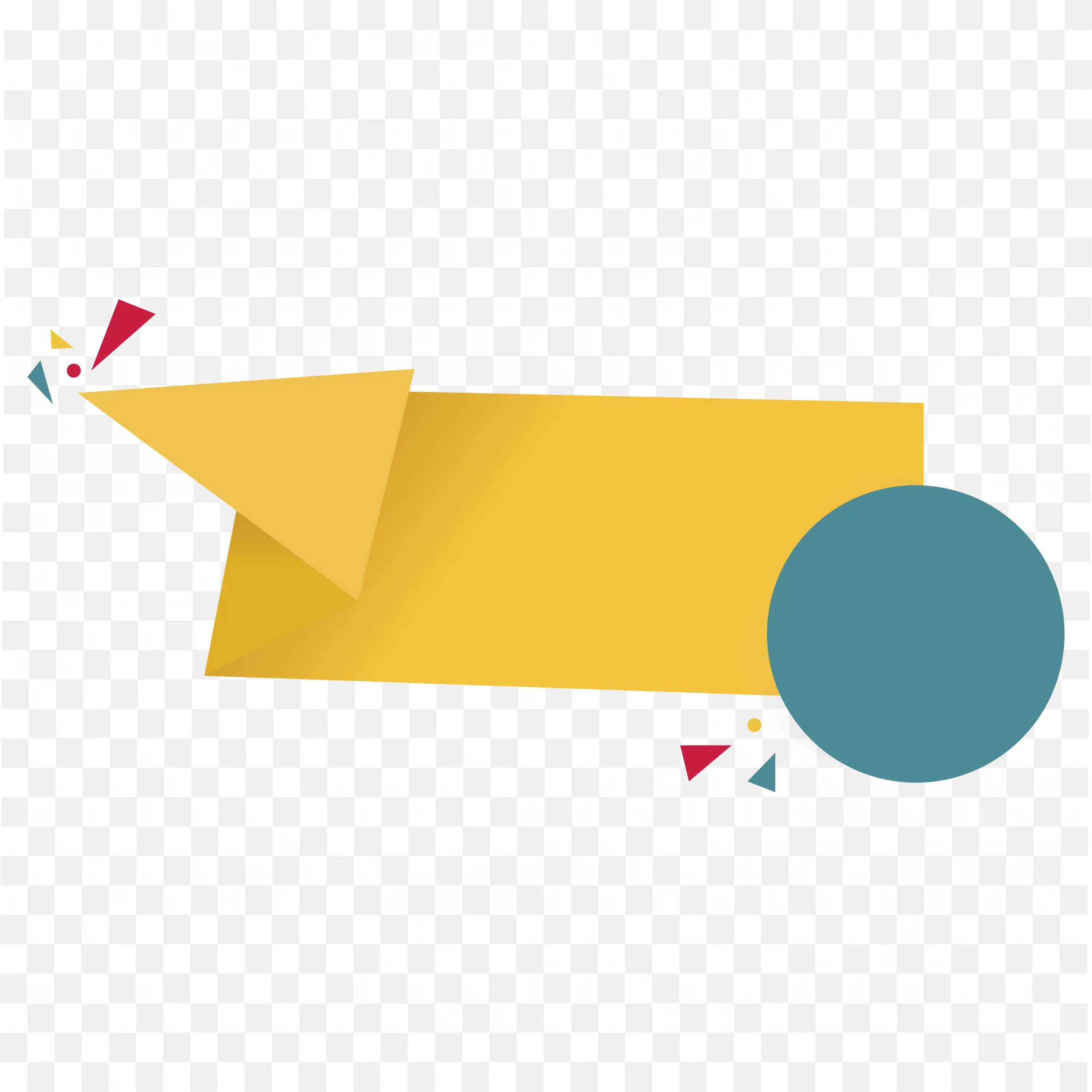 Yellow Geometric Banner with Blue Circle and Red Accents PNG