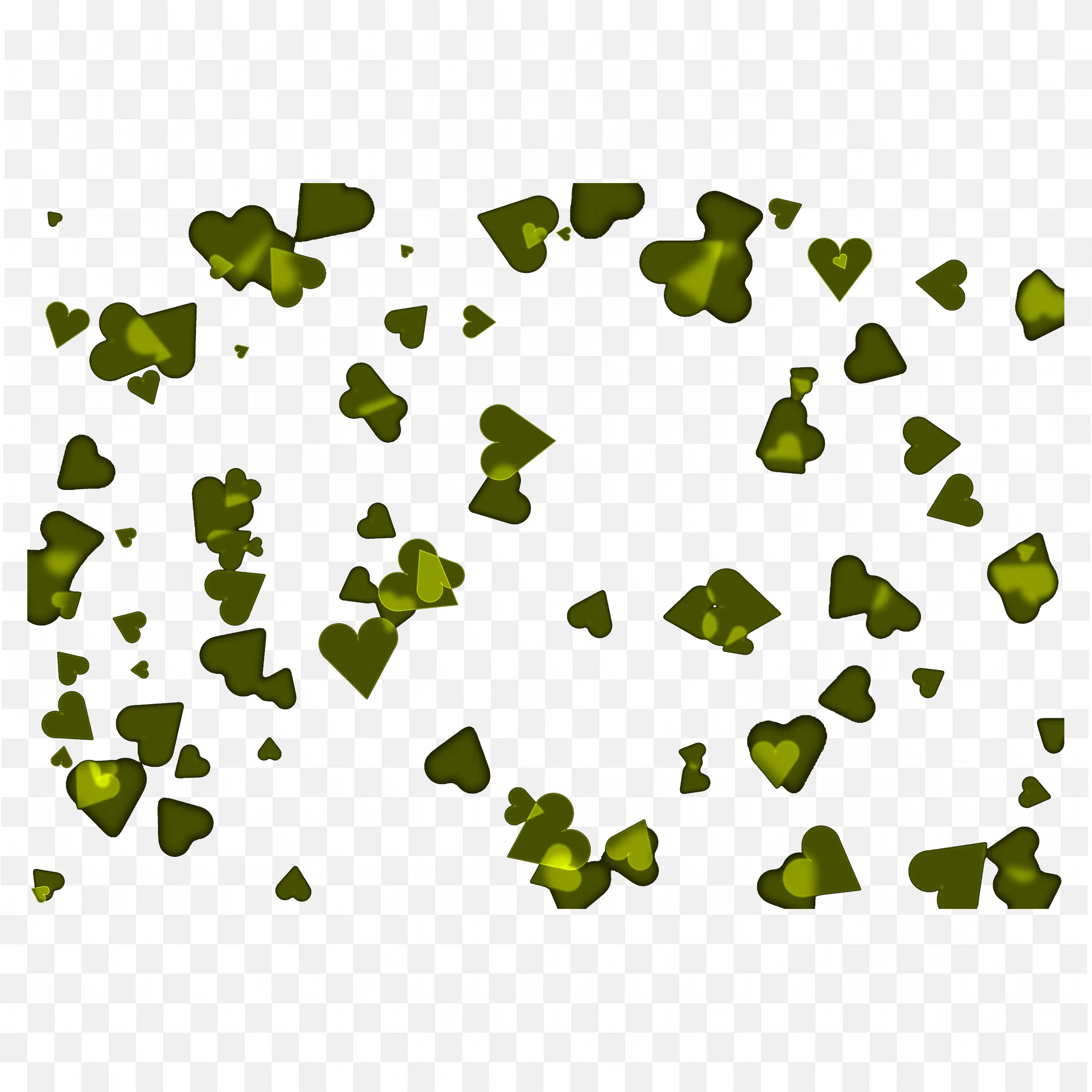 Yellow Heart Confetti on Black Background Free PNG Download