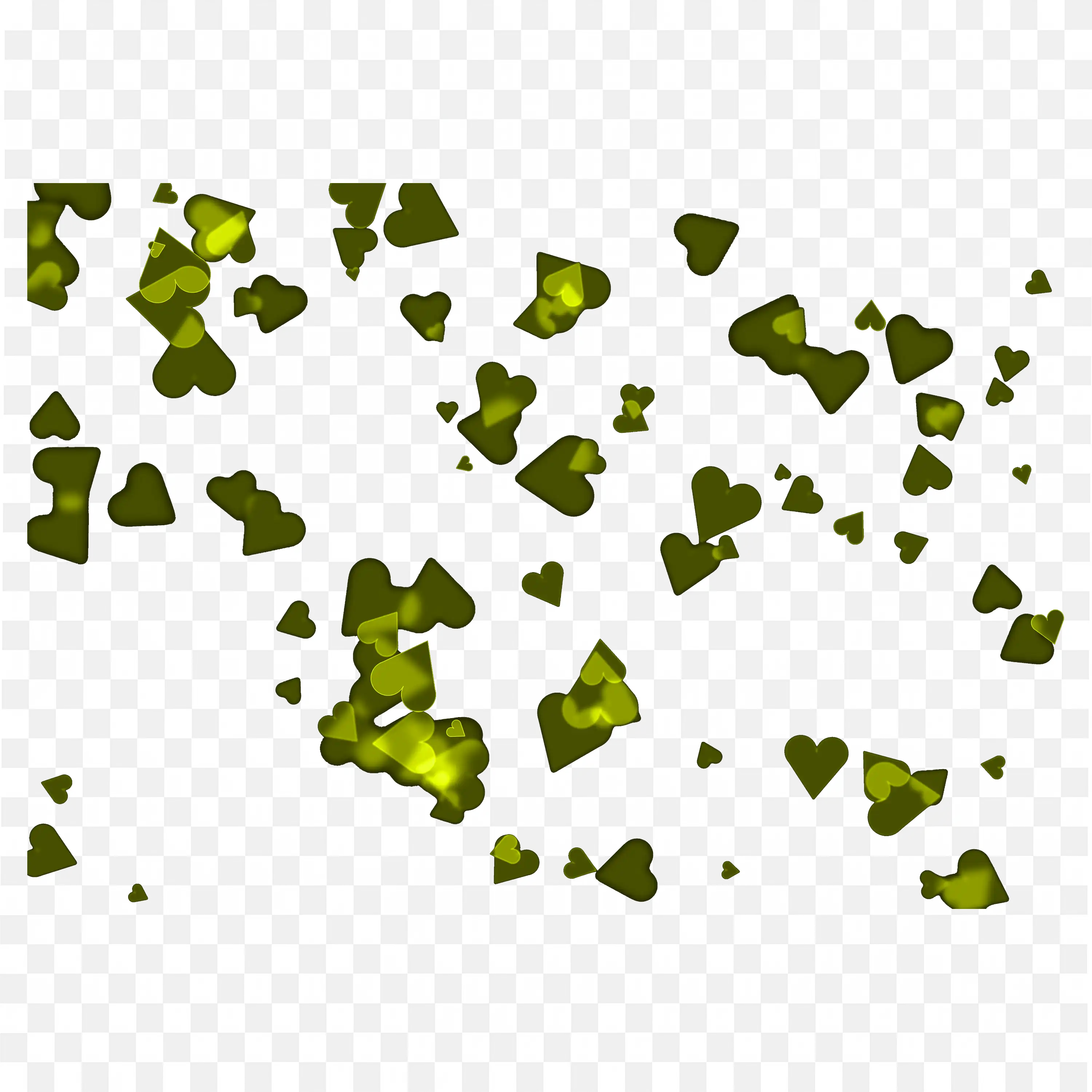 Yellow Heart Particle Overlay on Black Background PNG